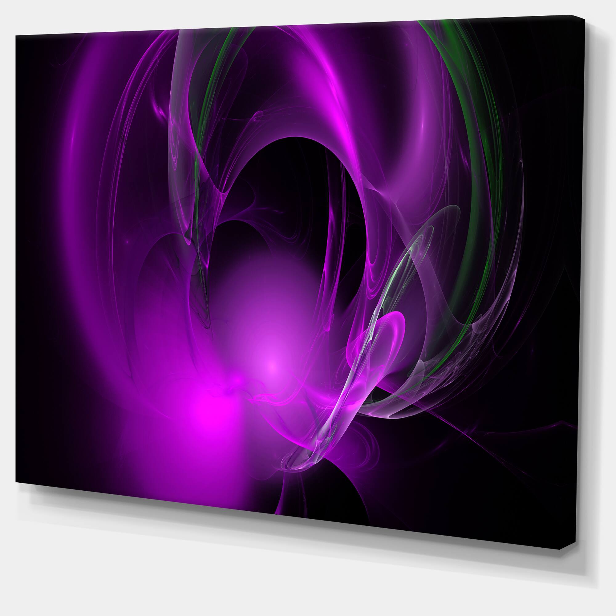 Designart - Purple Fractal Galactic Nebula - Abstract Wall Art Canvas