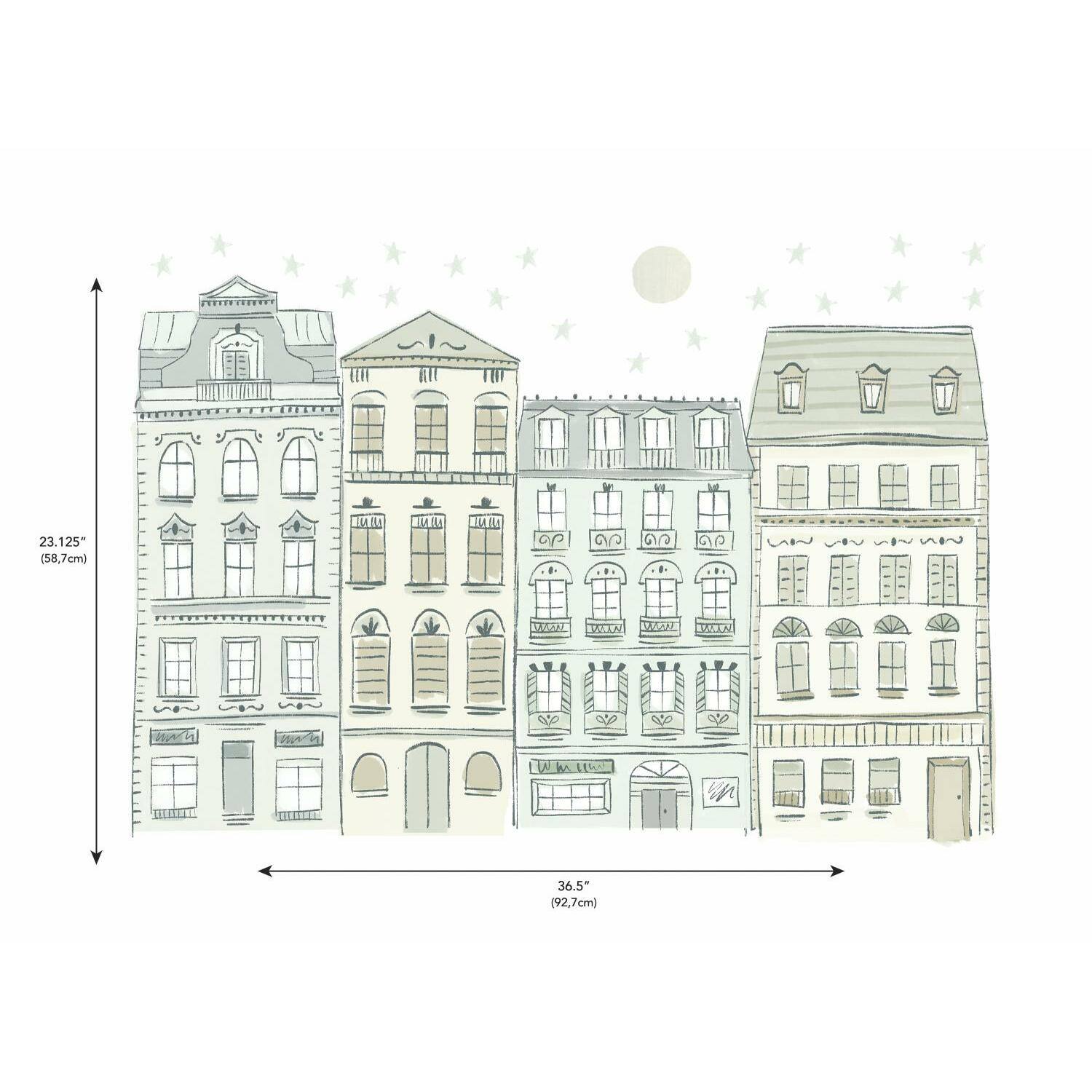 RoomMates Illustrated Townhouses Peel &#x26; Stick Giant Decals