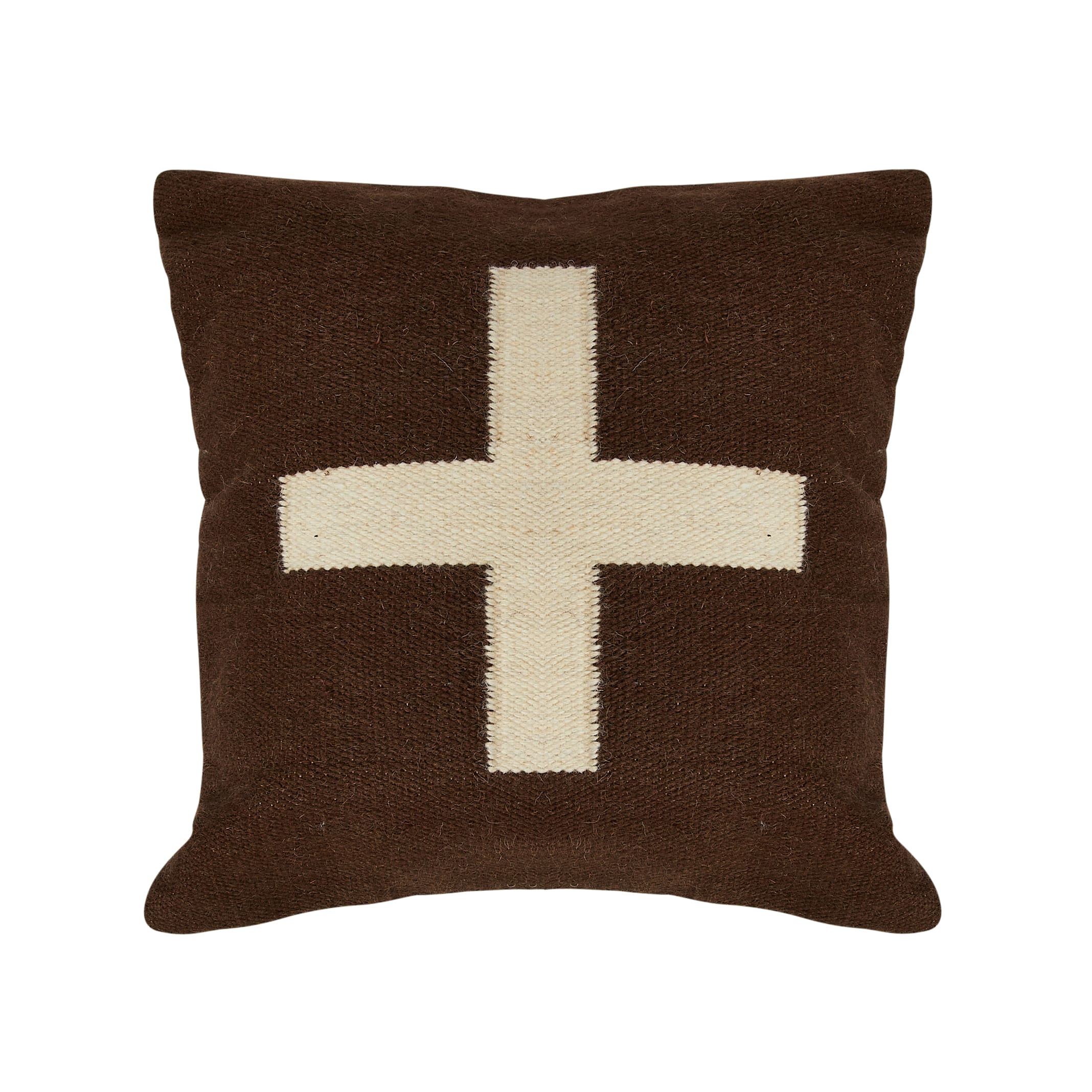Hello Honey® Brown & Natural Swiss Cross Cotton Wool Throw Pillow