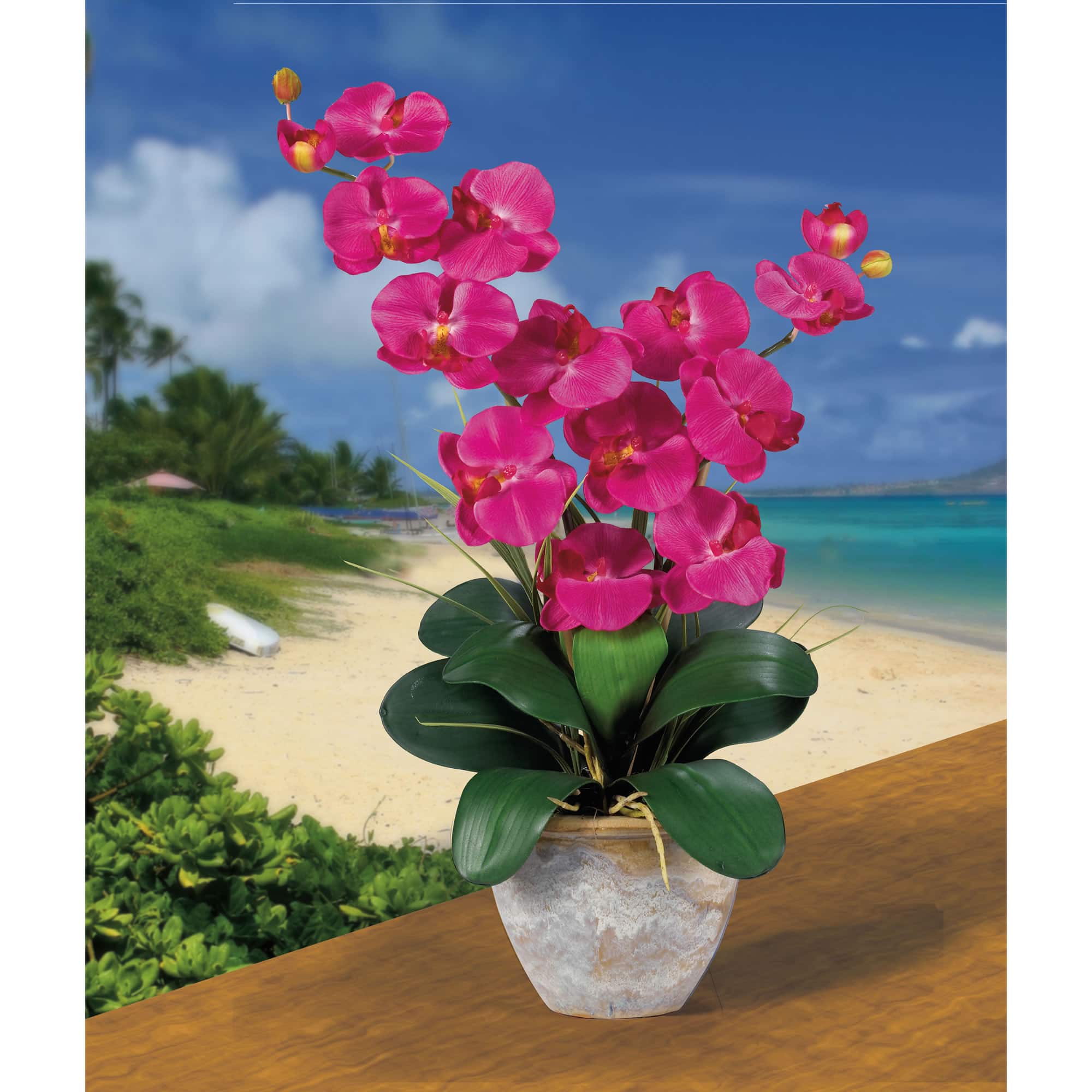 2ft. Double Moth Orchid Silk Flower Arrangement