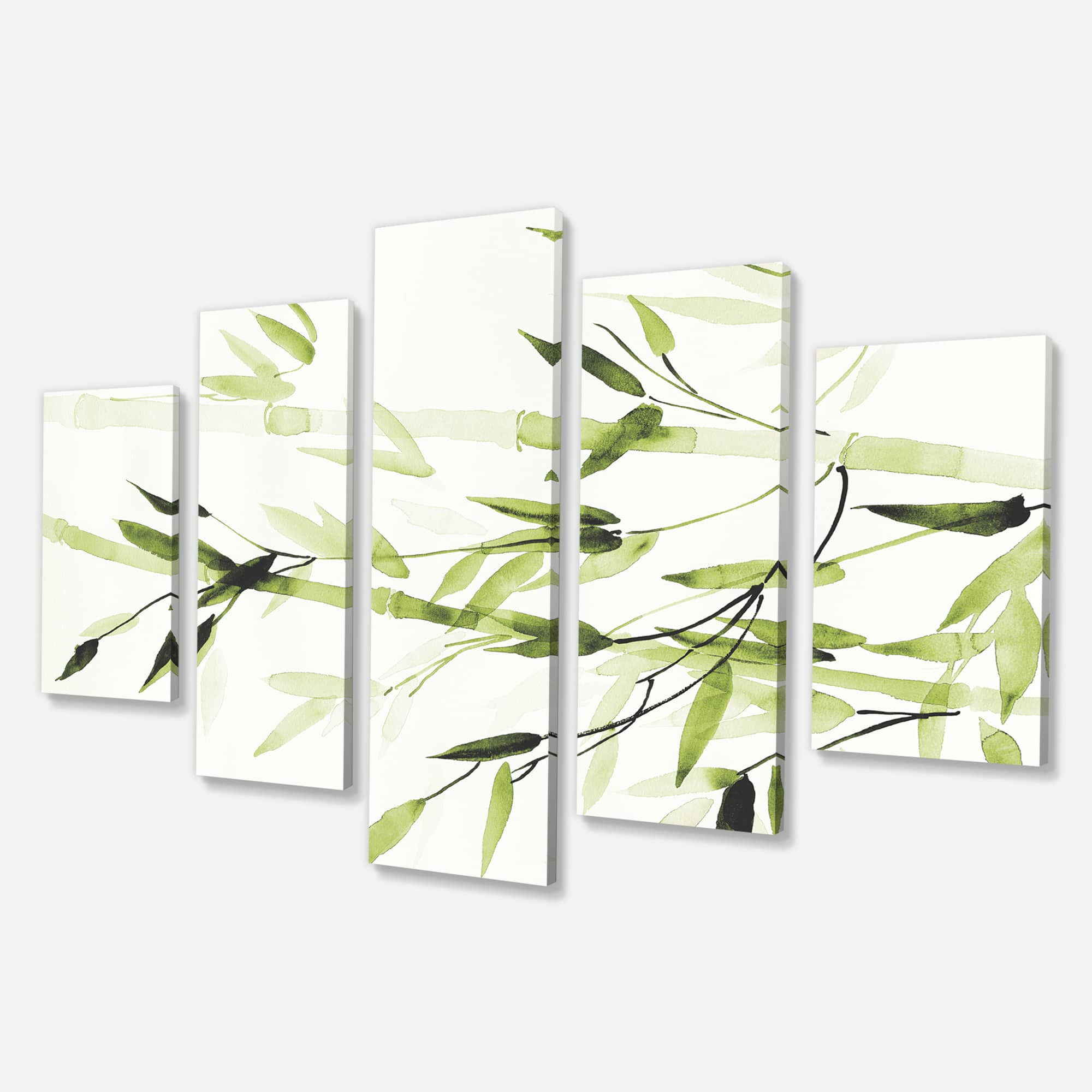 Designart - Simplist Bamboo Leaves II - Lake House Canvas Artwork