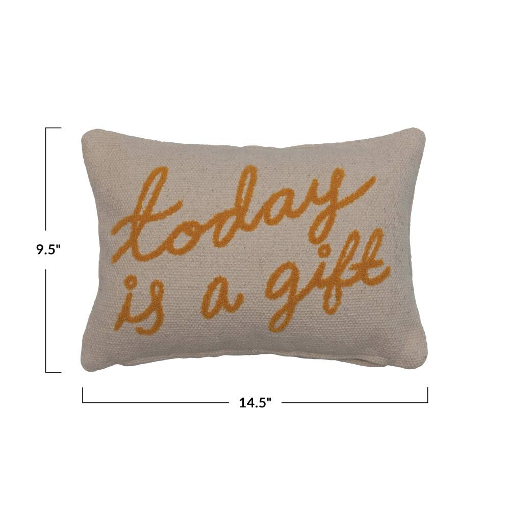 Hello Honey® Today Is A Gift Embroidered Cotton Lumbar Pillow