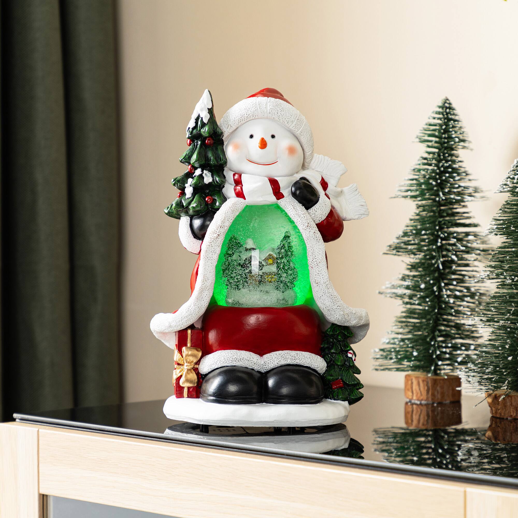 Glitzhome&#xAE; 100mm Christmas Resin Lighted Snowflakes Snowman Waterglobe