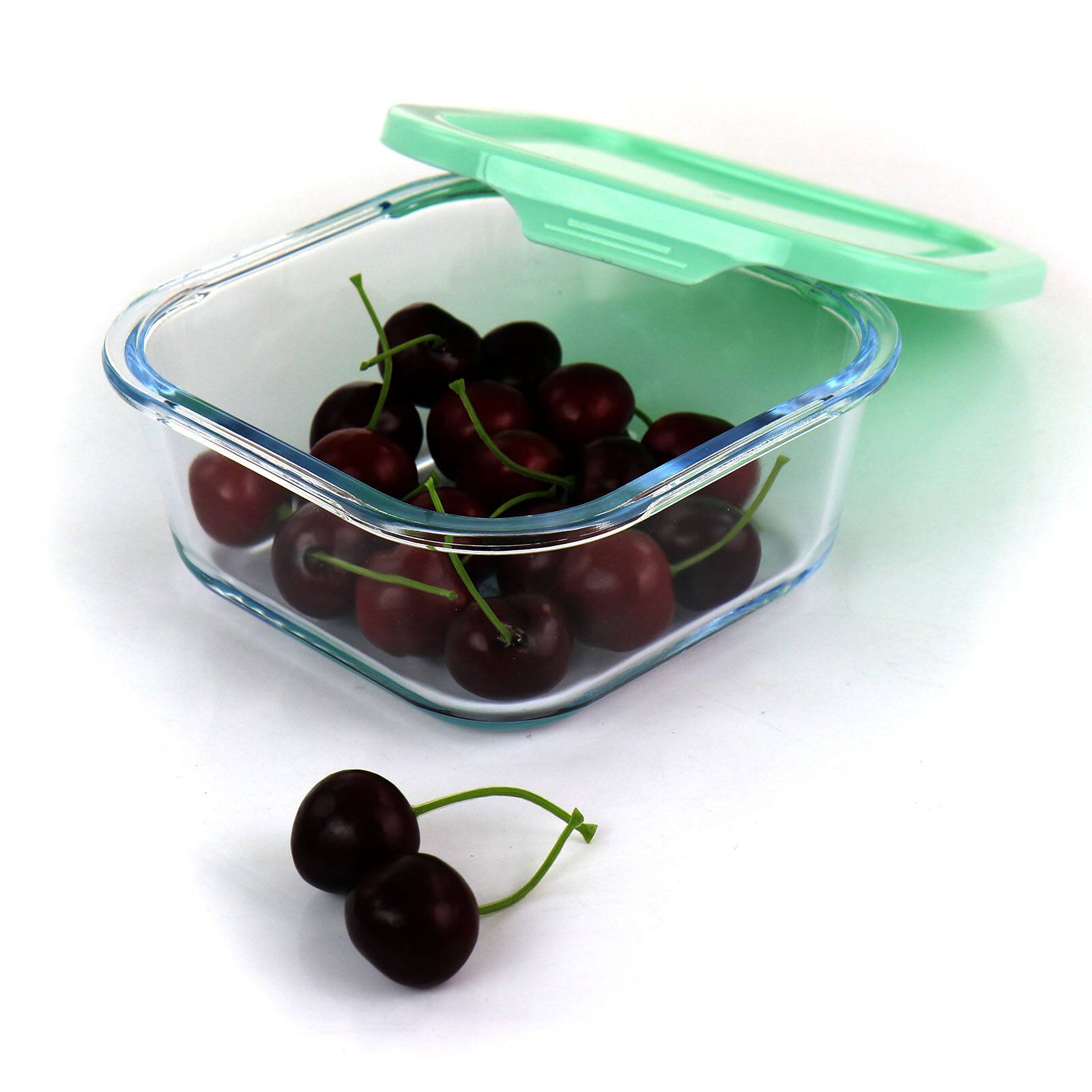 Martha Stewart Square Glass Food Storage Container with Mint Lid