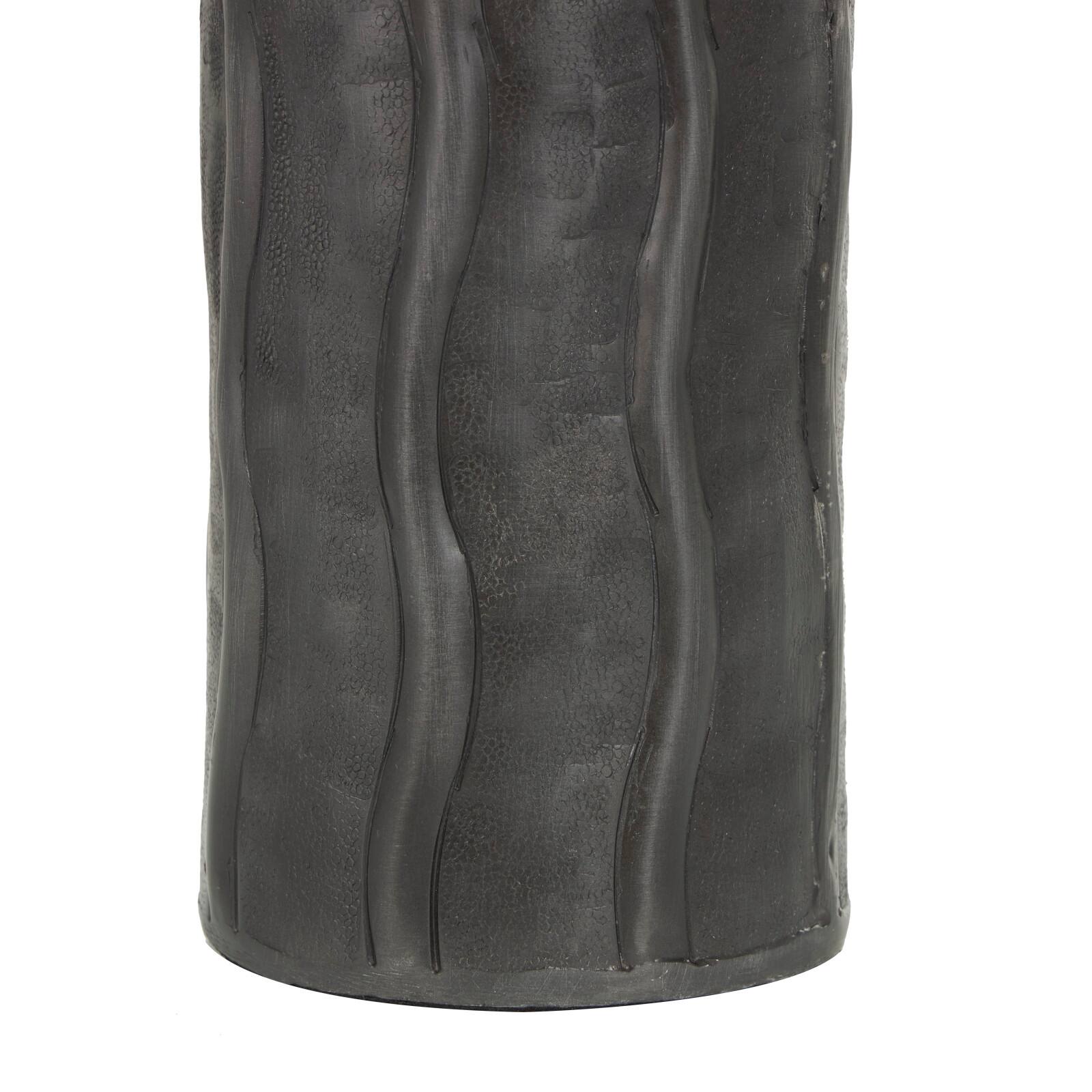 15" Black Metal Snakeskin Inspired Vase with Dimensional Wavy Accents
