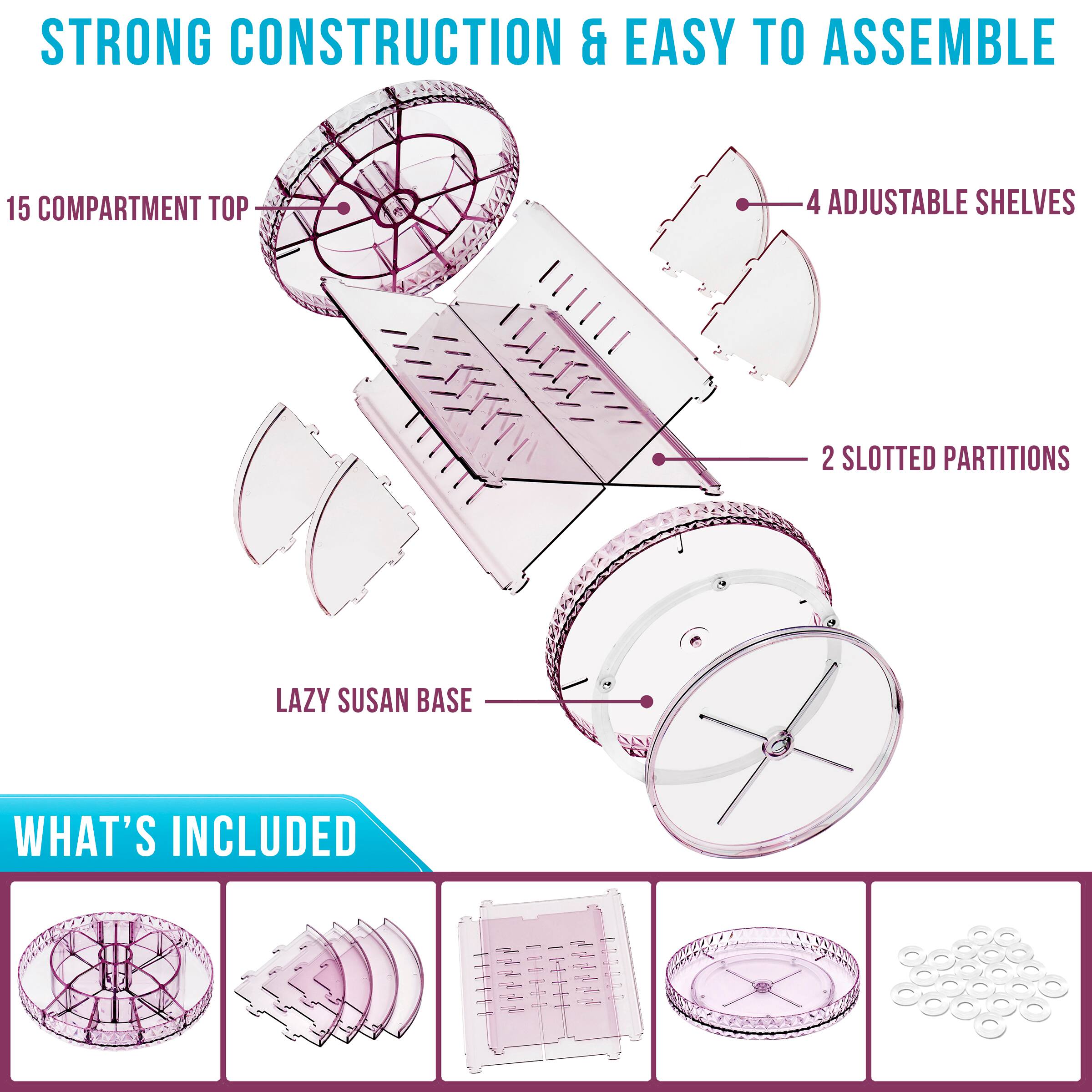 Sorbus Purple Rotating Makeup Organizer