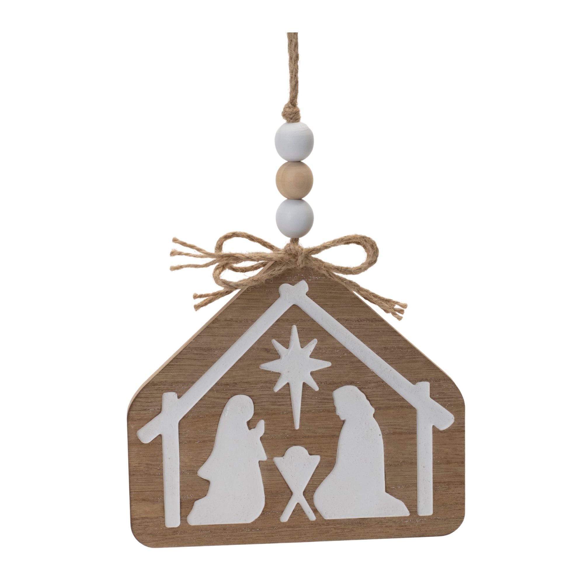 Wood Beaded Nativity Scene Ornaments, 6ct.