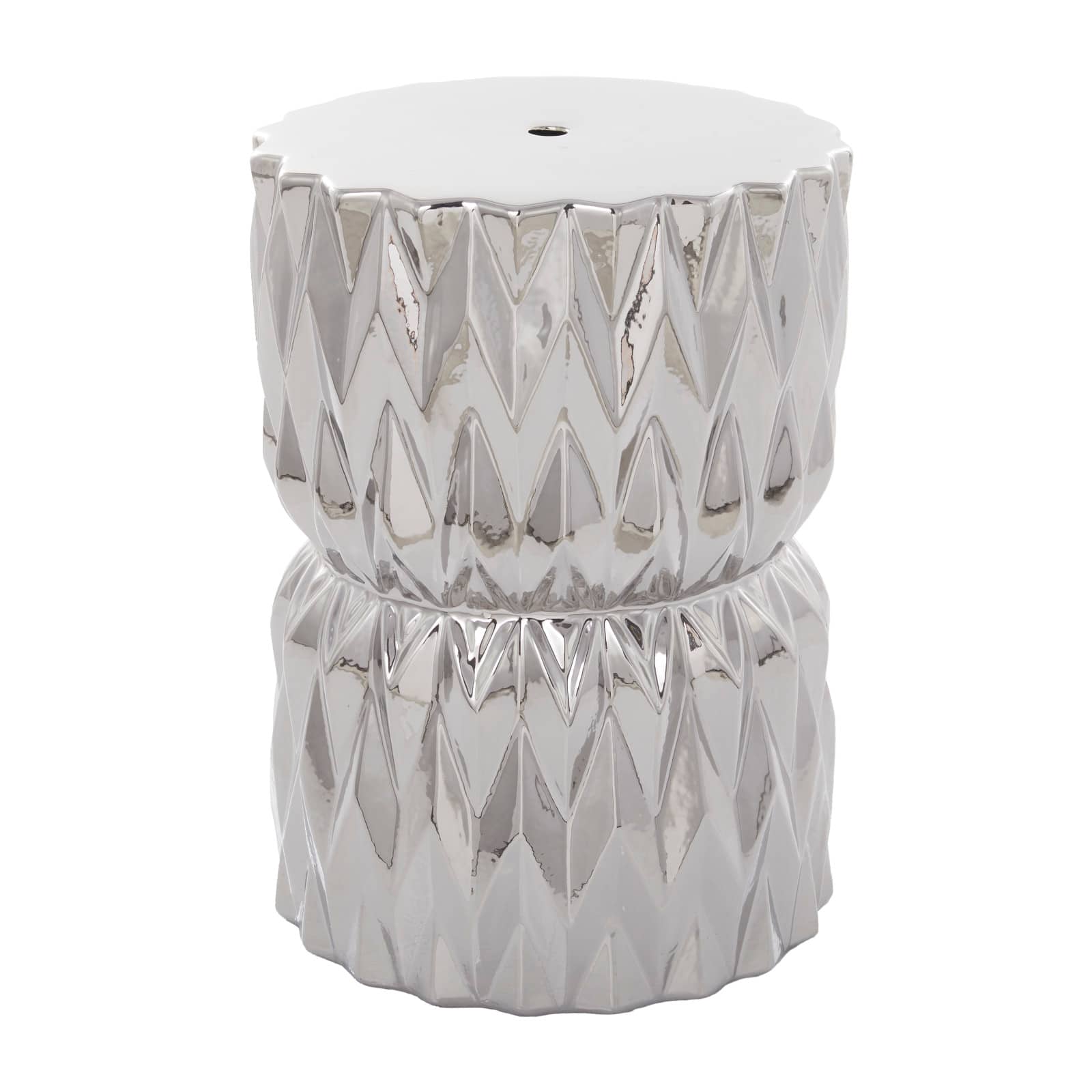 Silver Ceramic Modern Accent Table, 18 x 13 x 13 By Ivory And Iris