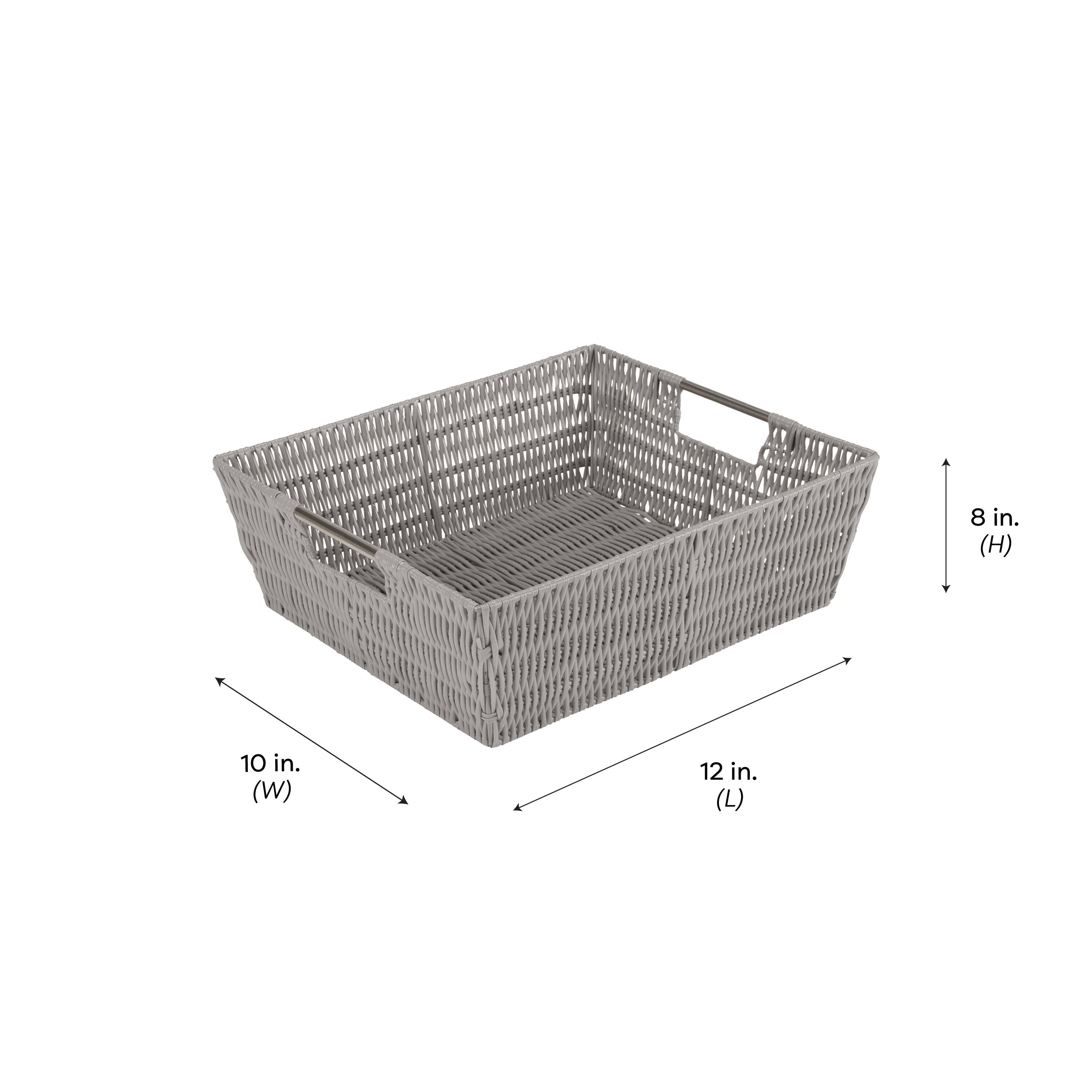 Simplify Gray Shelf Storage Rattan Tote Basket