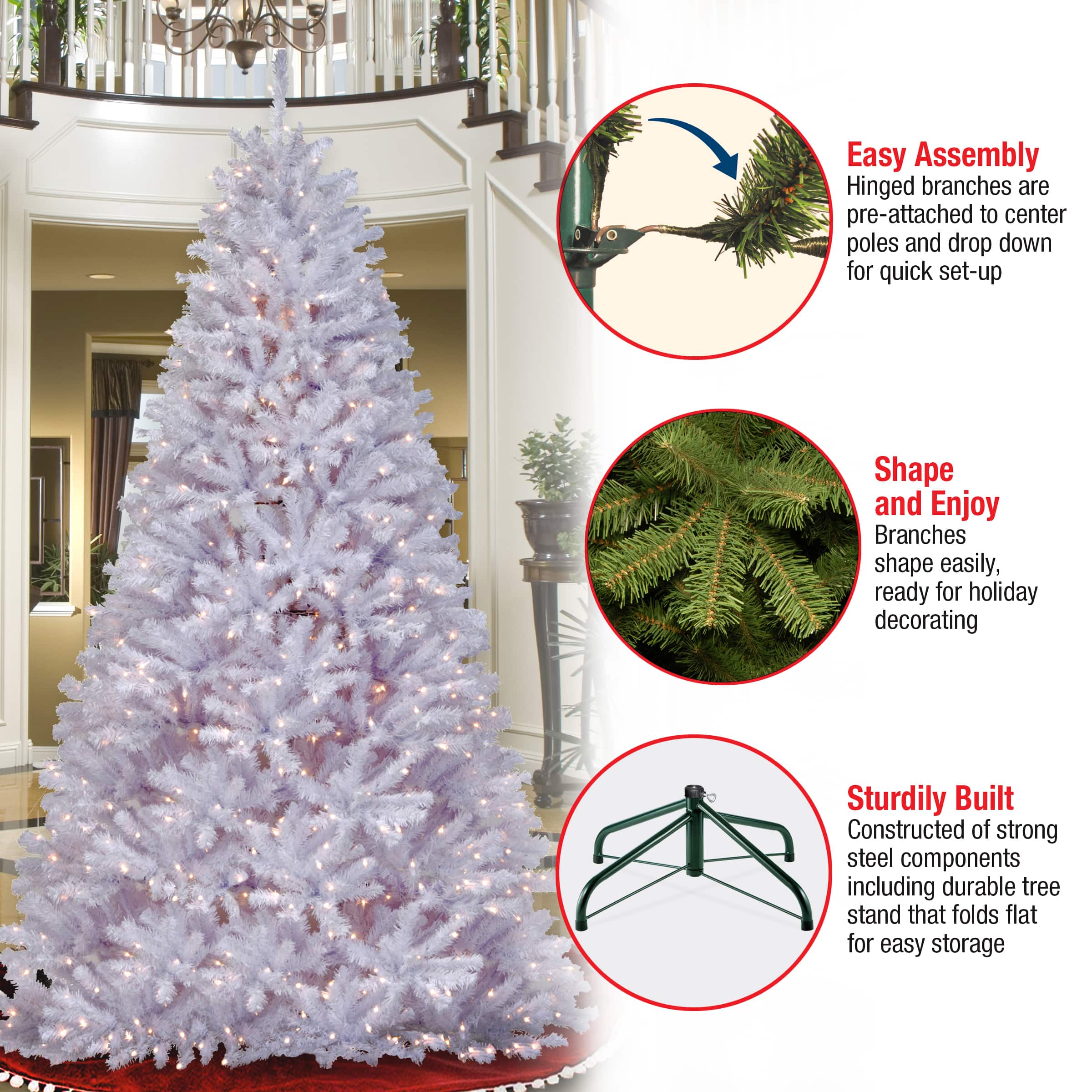 9ft. Pre-Lit North Valley® White Spruce Artificial Christmas Tree, Clear Lights