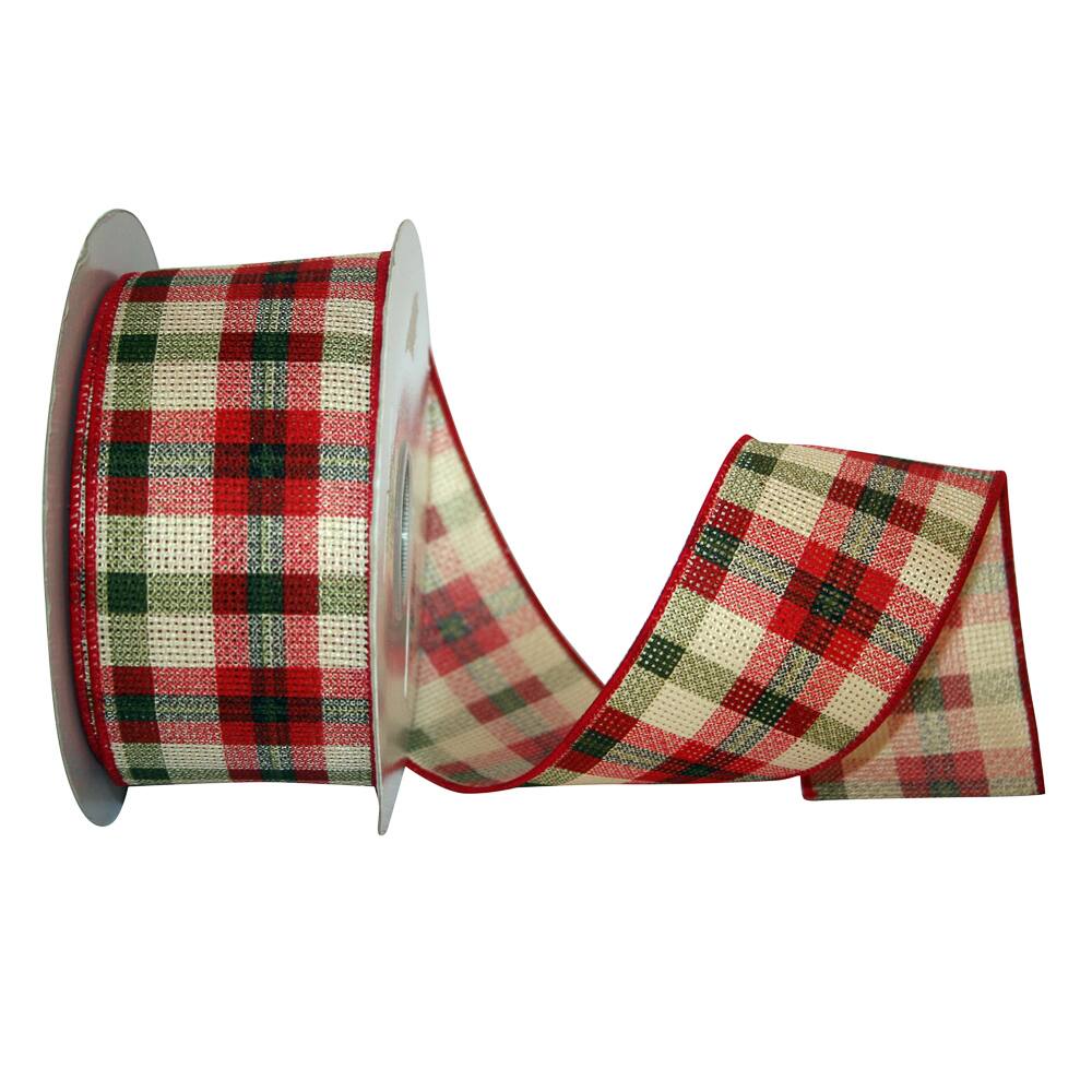 JAM Paper 2.5&#x22; x 25yd. Wired Crosby Plaid Ribbon