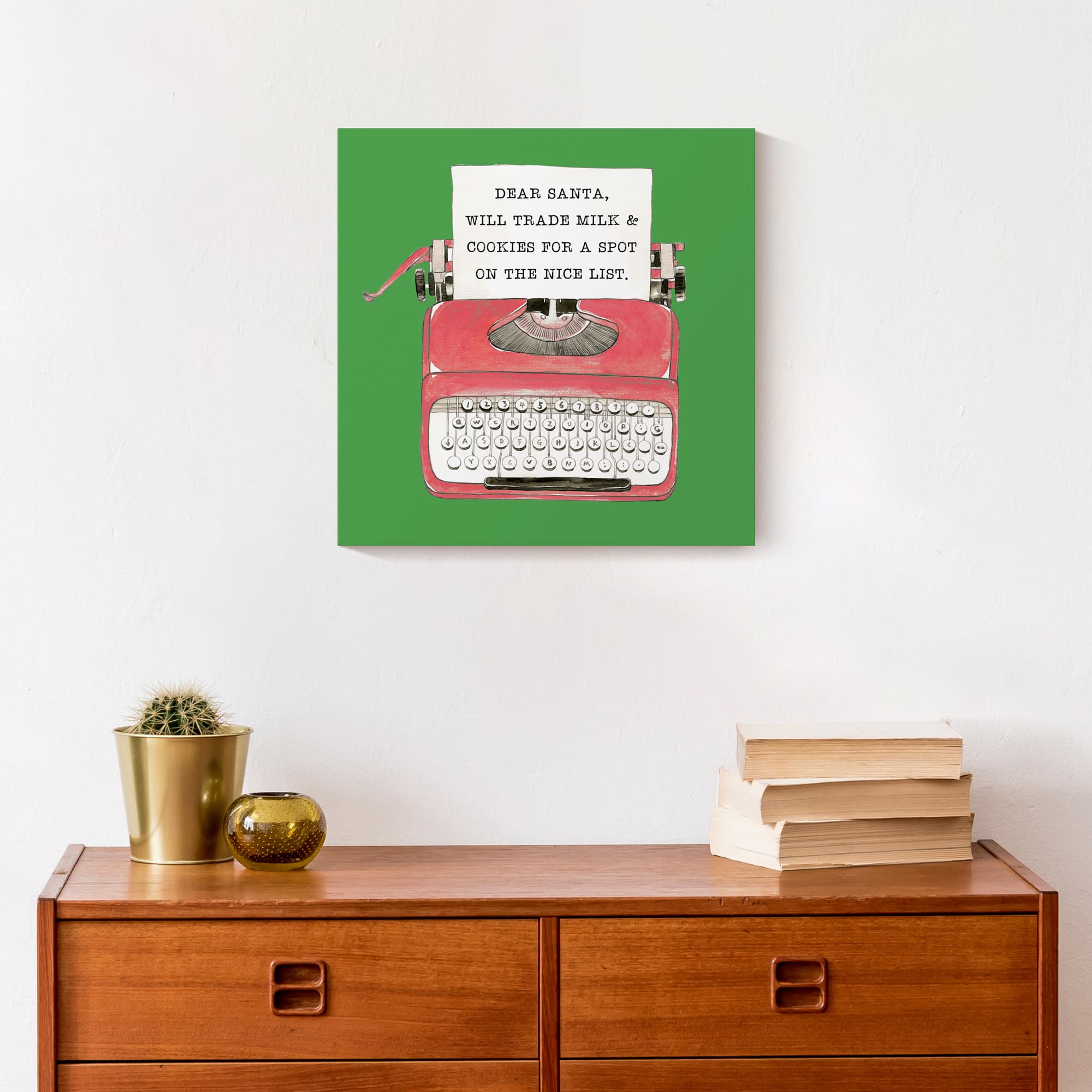 Christmas Typewriter Canvas Wall Art