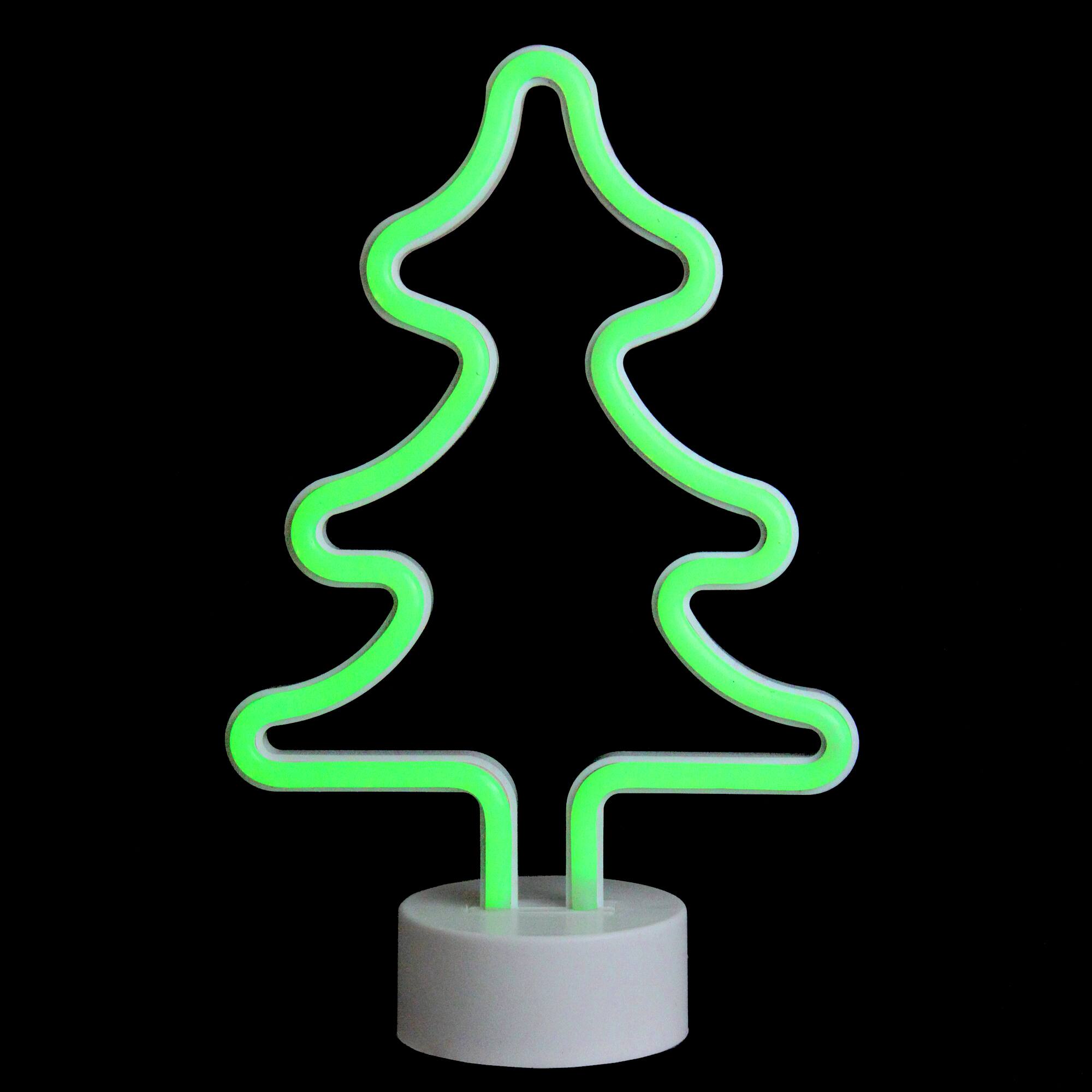 11'' Green LED Neon-Style Christmas Tree Tabletop Sign