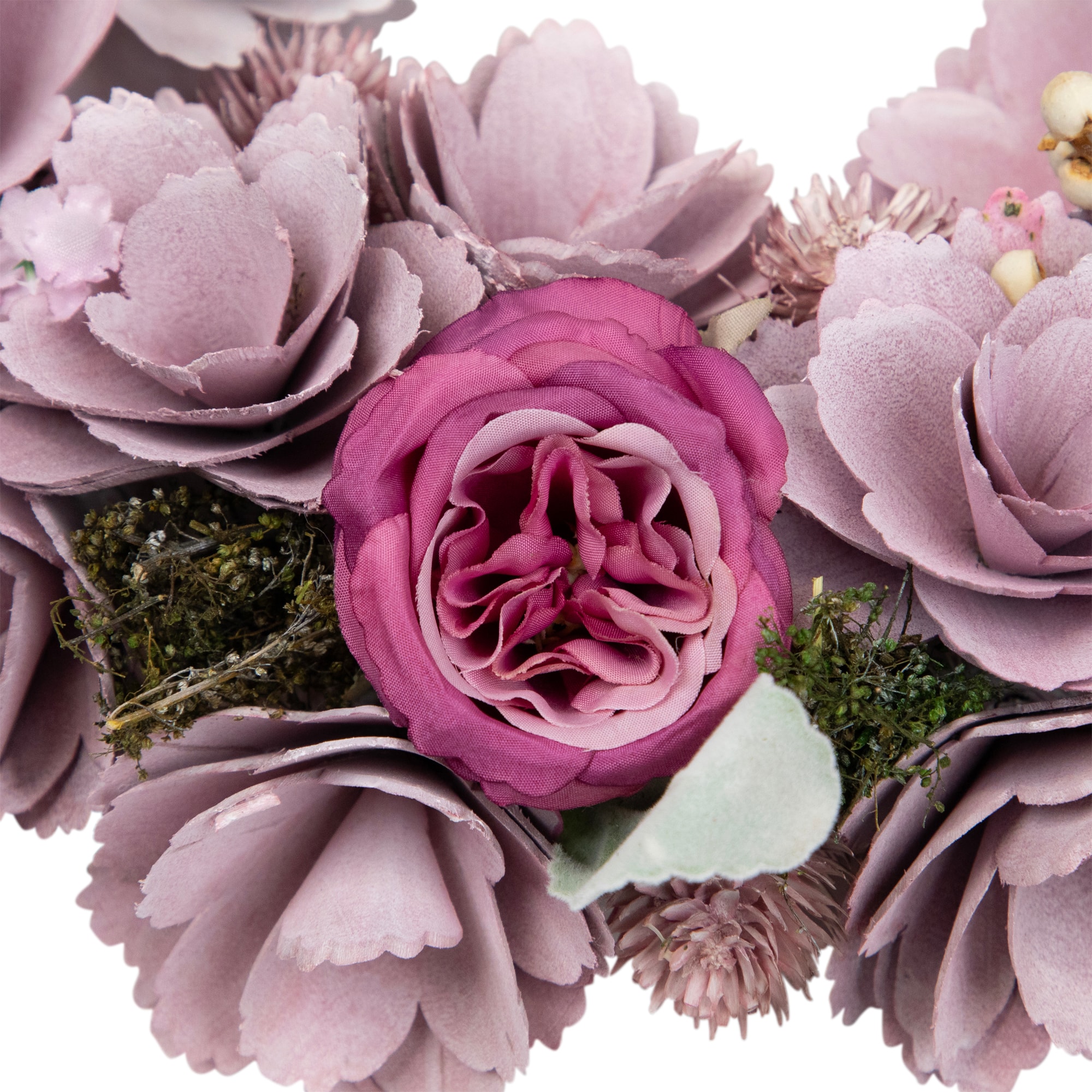 13.5" Wooden Floral Artificial Spring Wreath with Dried Pods