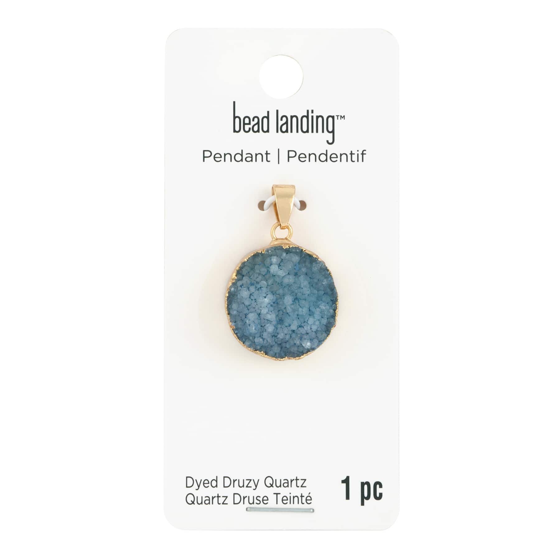 Dyed Druzy Quartz Round Pendant by Bead Landing