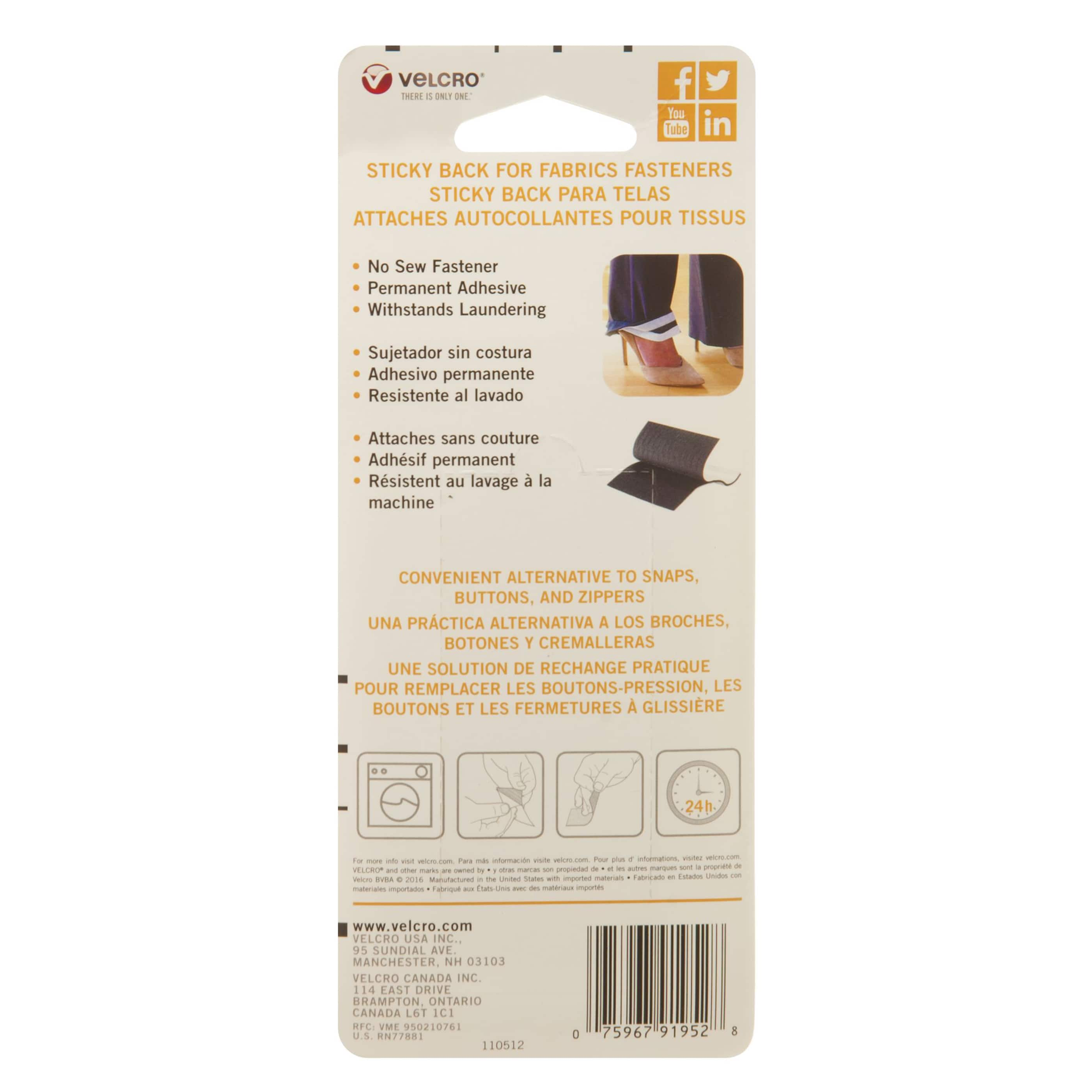 6 Pack: VELCRO&#xAE; Brand Sticky Back for Fabrics Black Rectangle Fastener