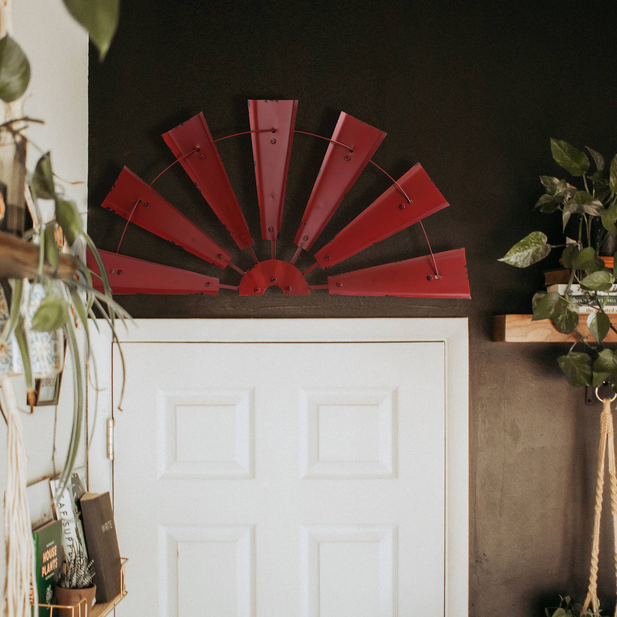 Glitzhome® 32" Red Half Wind Spinner Wall Décor