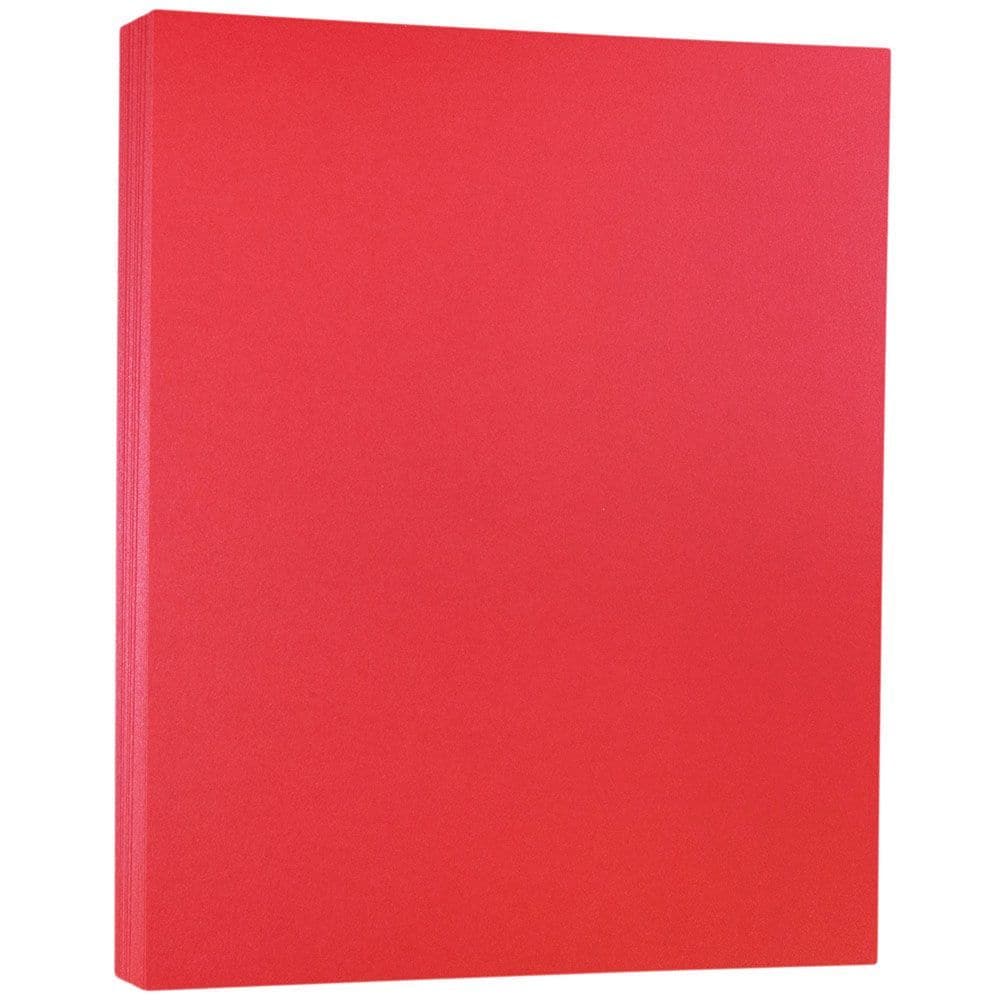JAM Paper Red 8.5" x 11" Heavy-Weight Metallic Cardstock, 50 Sheets