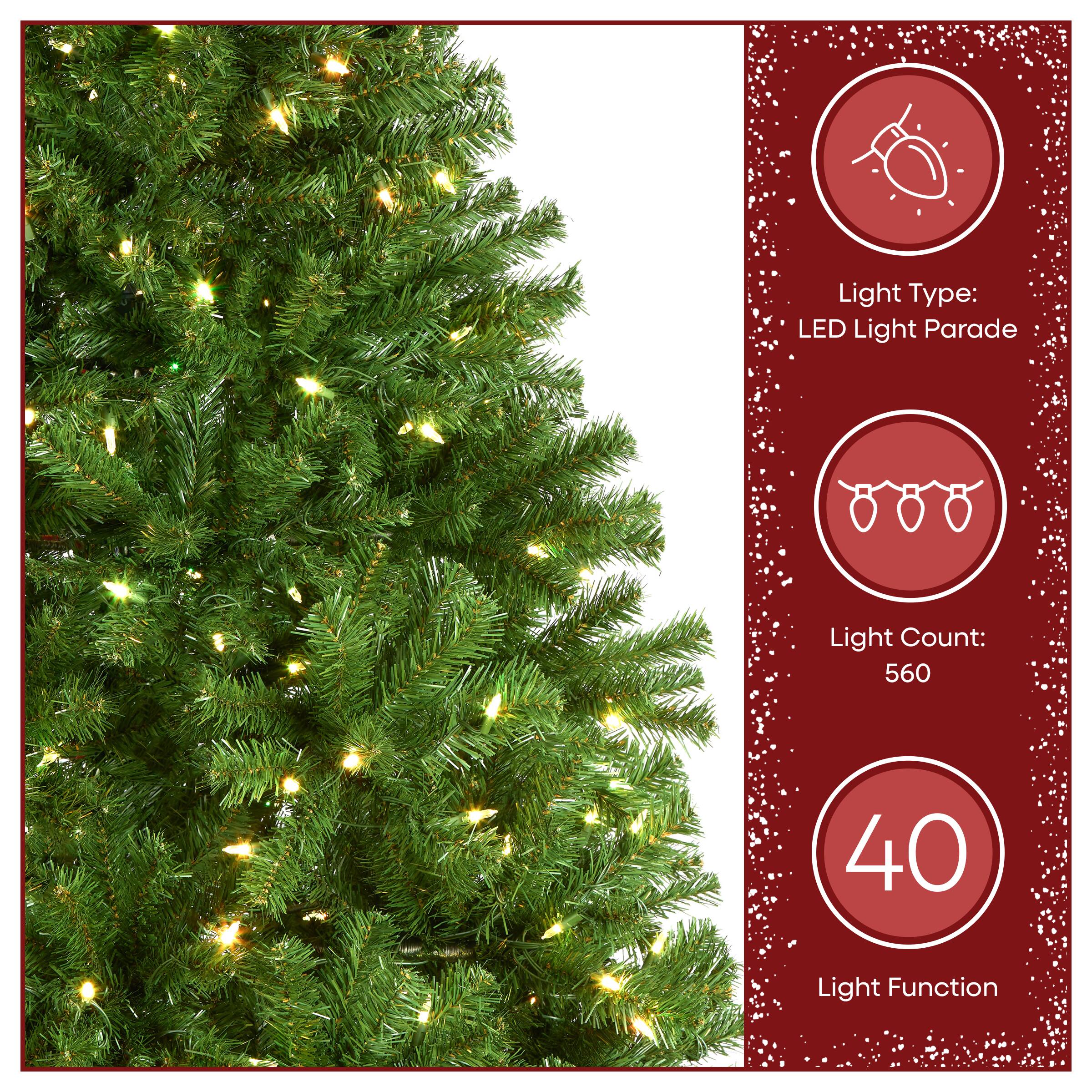 7.5ft. Pre-Lit PowerConnect™ North Valley Spruce Artificial Christmas Tree, Light Parade® LED Lights