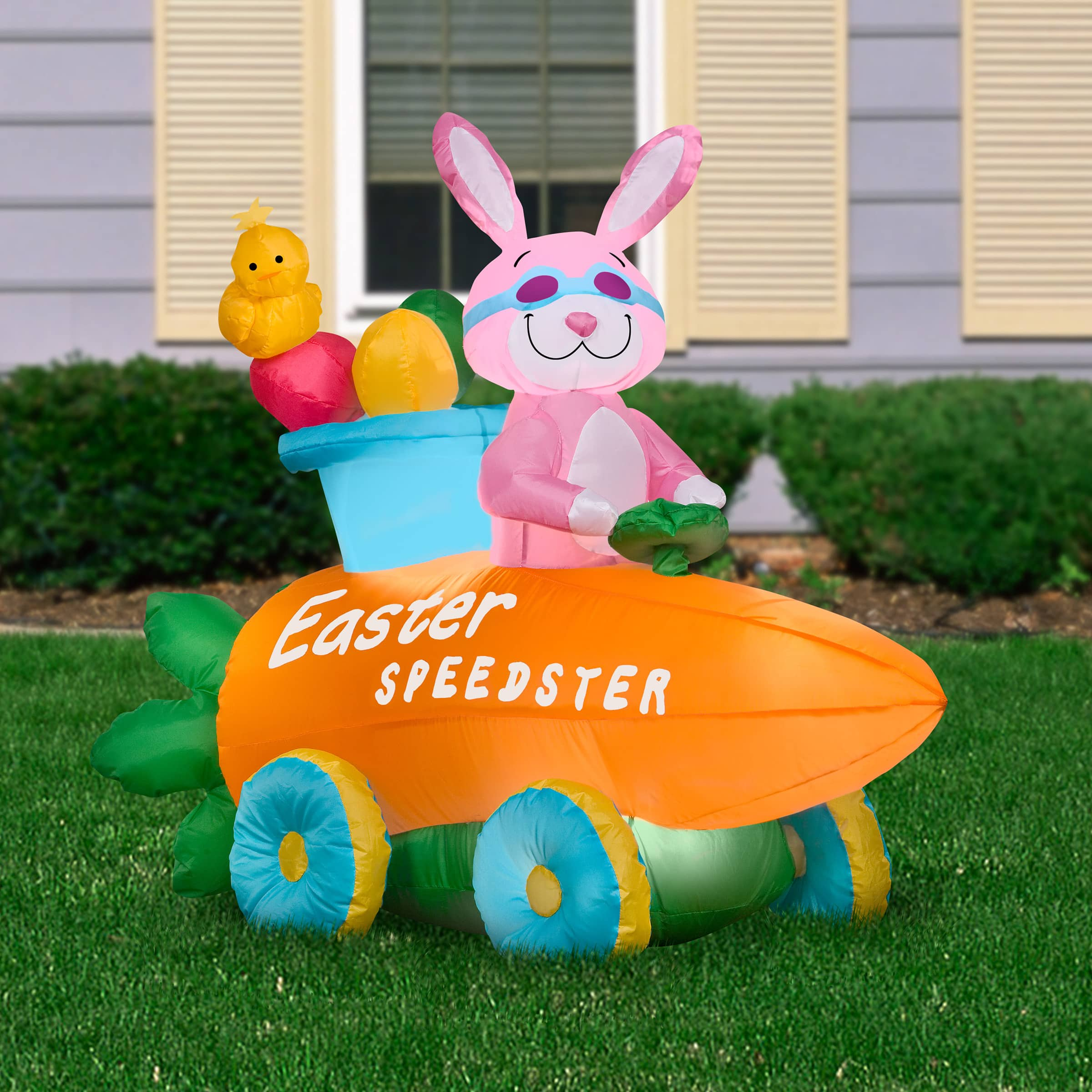 4.5ft. Airblown&#xAE; Inflatable Bunny in Easter Speedster