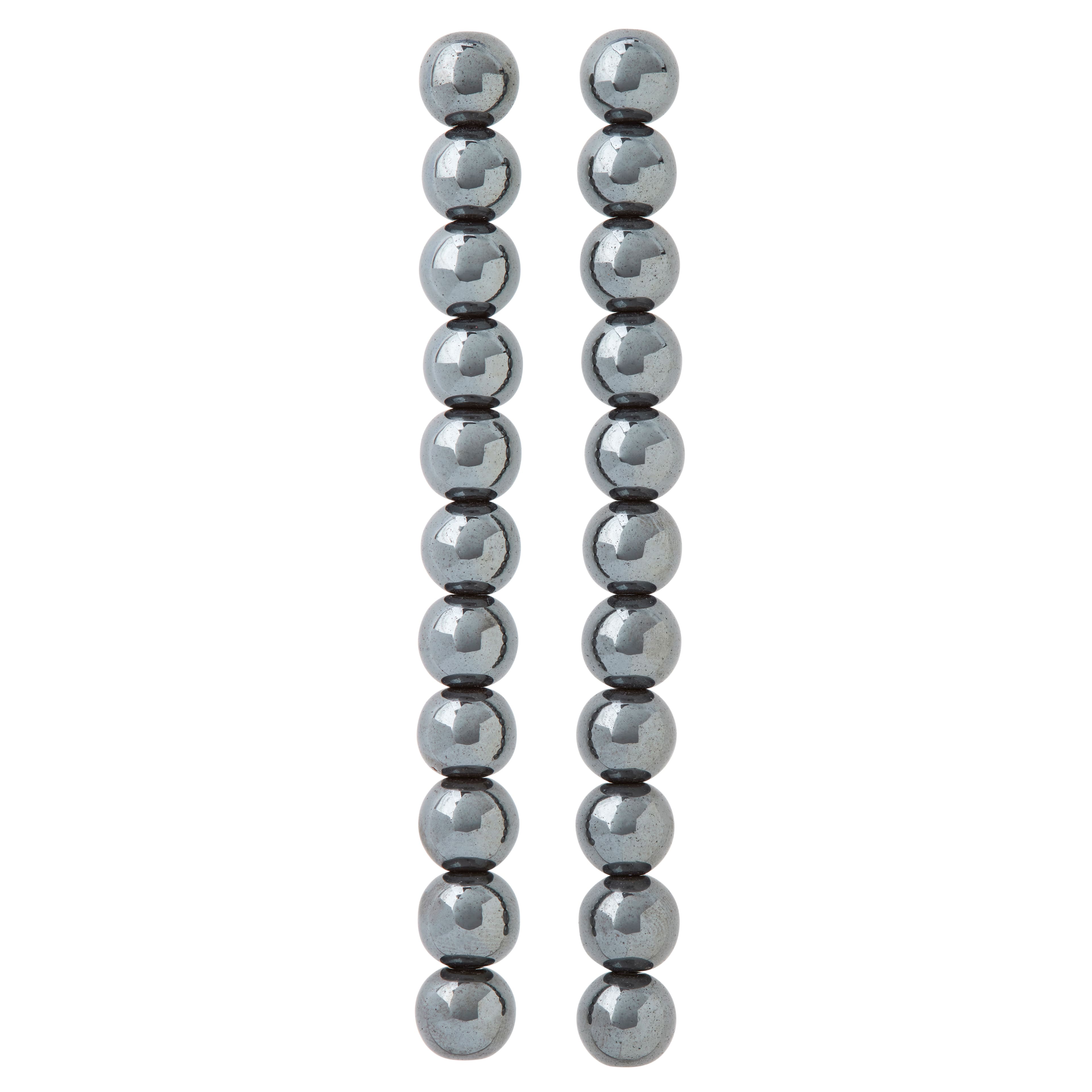 12 Pack: Gray Hematite Stone Round Beads, 10mm by Bead Landing&#x2122;