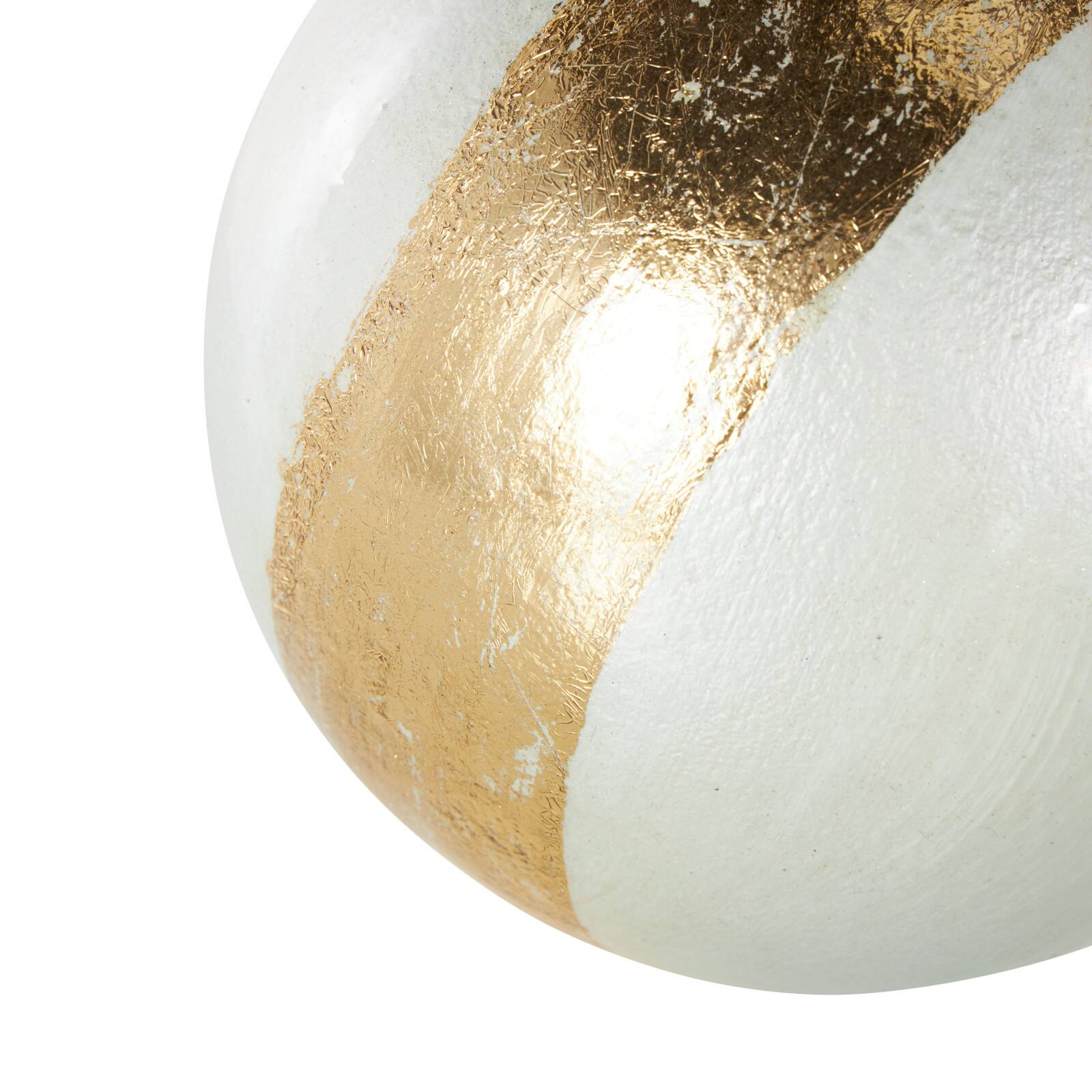 White with Gold Stripe Abstract Brushed Decorative Orbs &#x26; Vase Filler Set