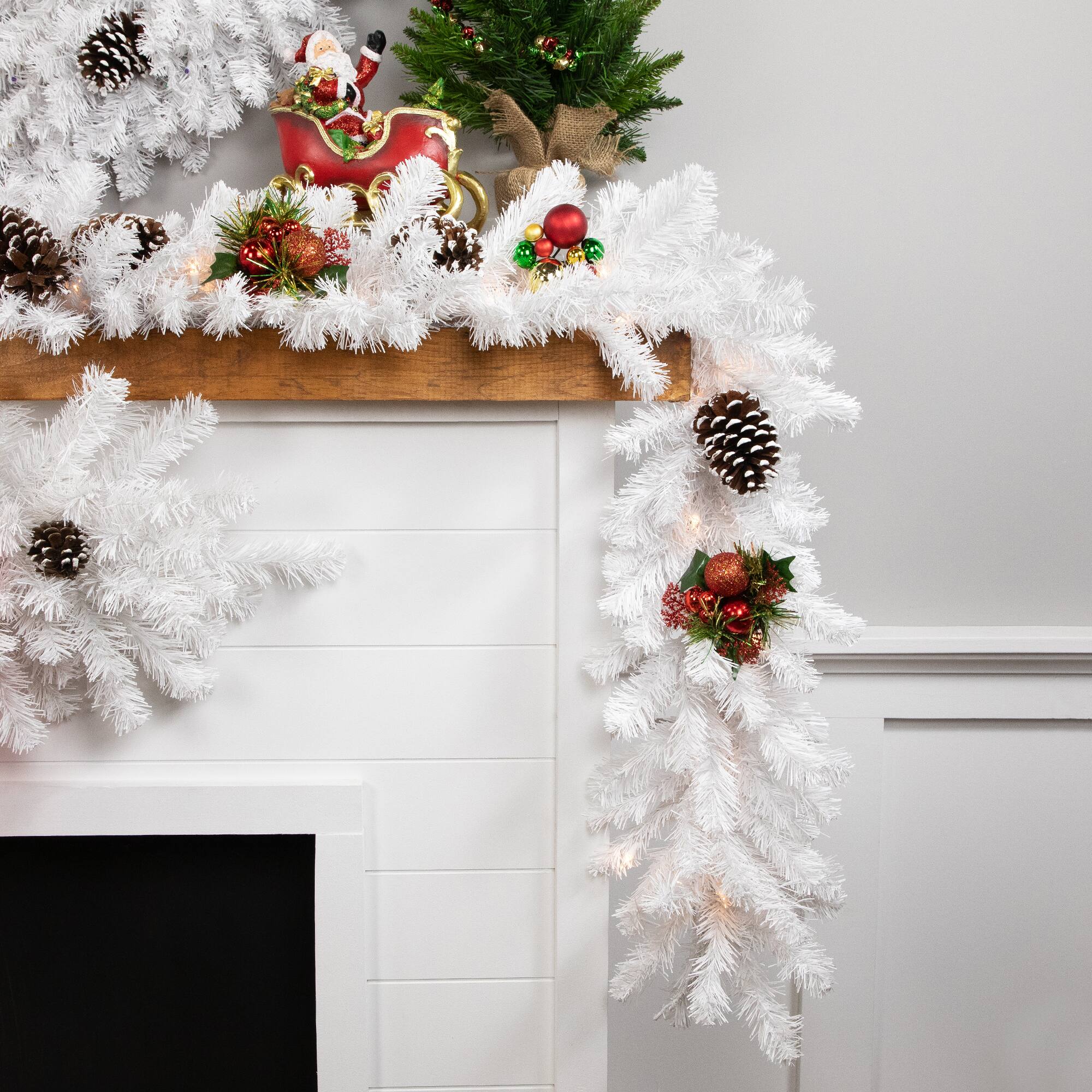 9ft. Clear Lighted Snow White Garland