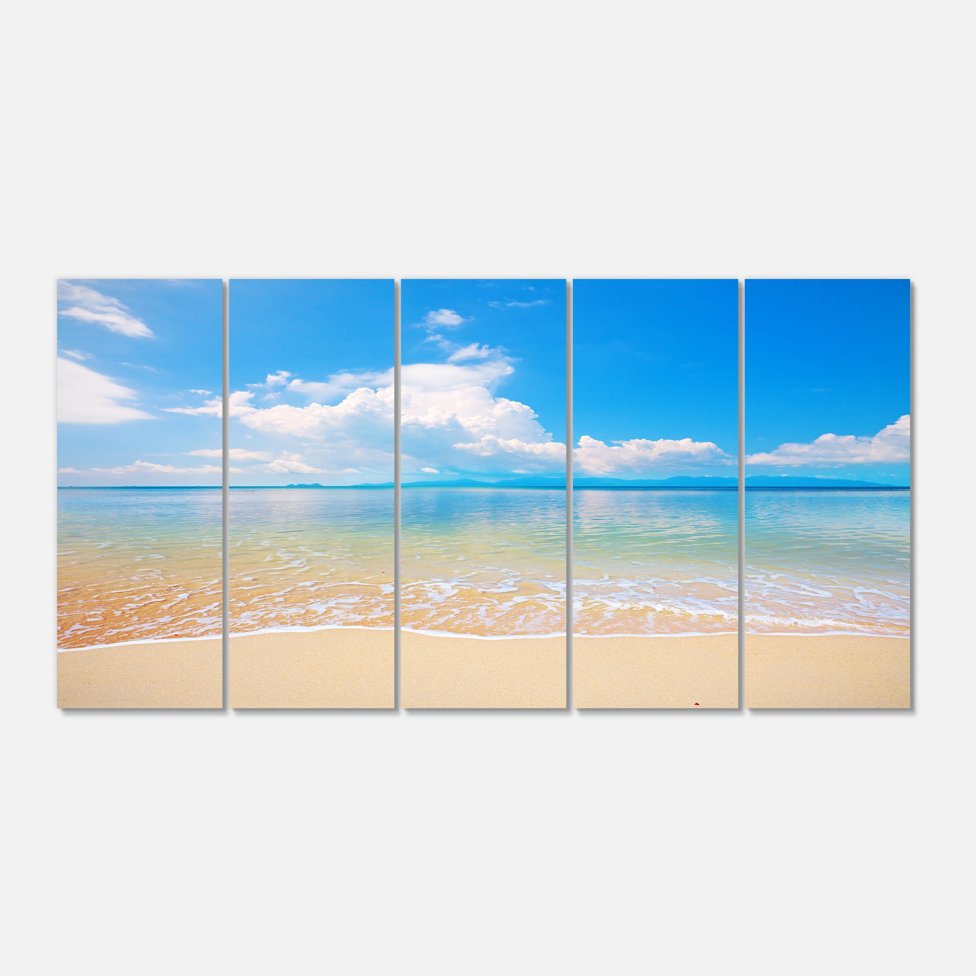 Designart - Large Clouds Over Calm Beach - Seashore Photo Canvas Print