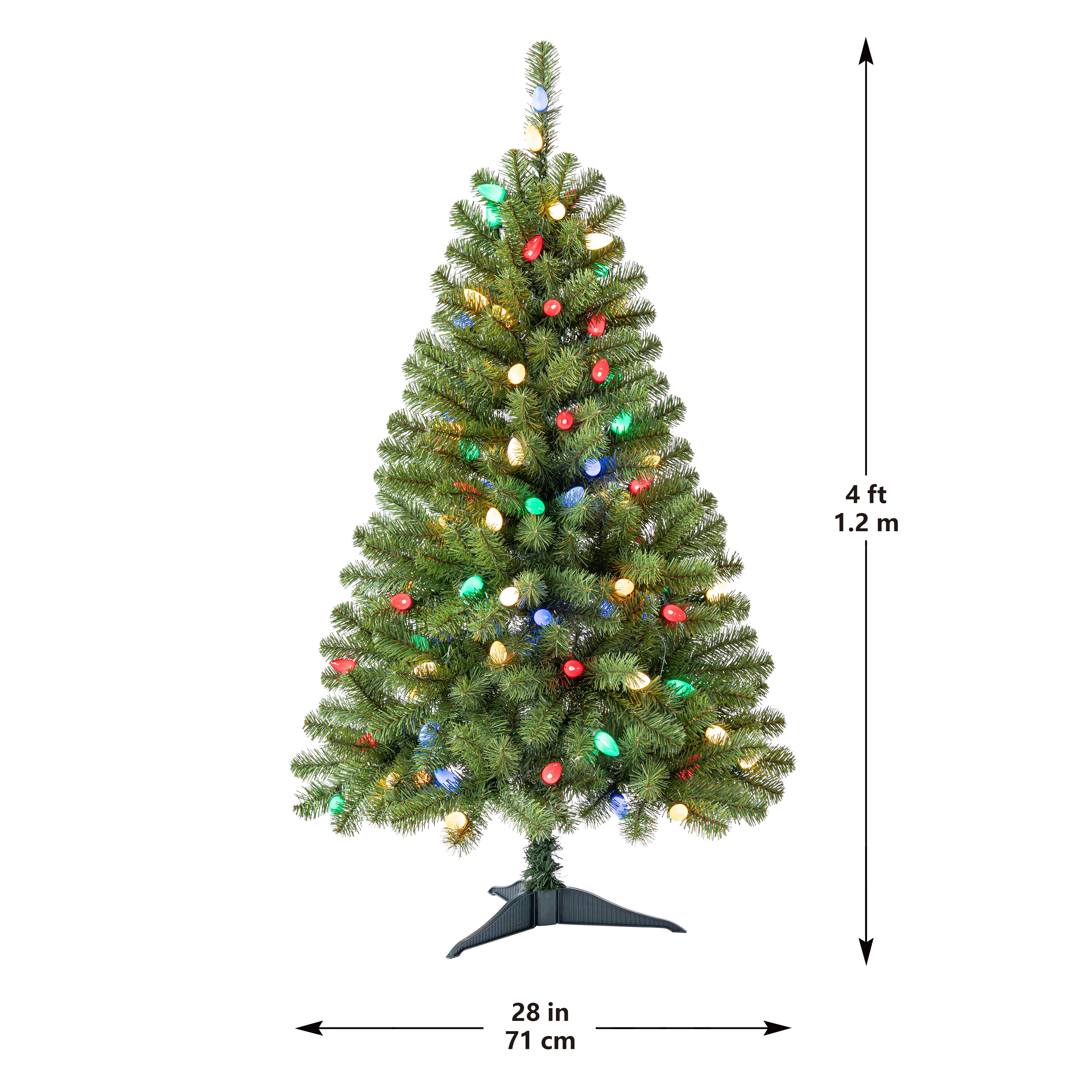 4ft. Pre-Lit Lakewood Spruce Artifical Christmas Tree, C7 Multicolor LED Lights by Ashland&#xAE;