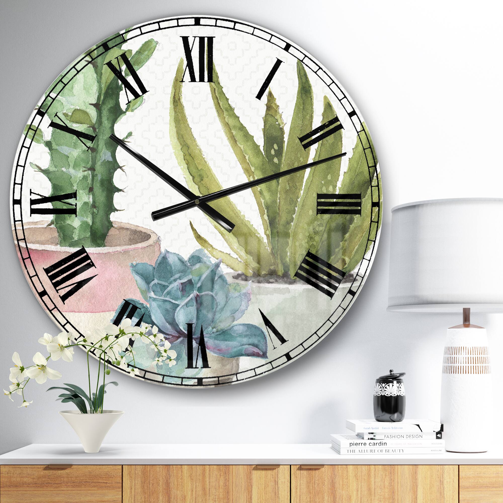 Designart &#x27;Mixed Green Element Iii Farmhouse Wall Clock