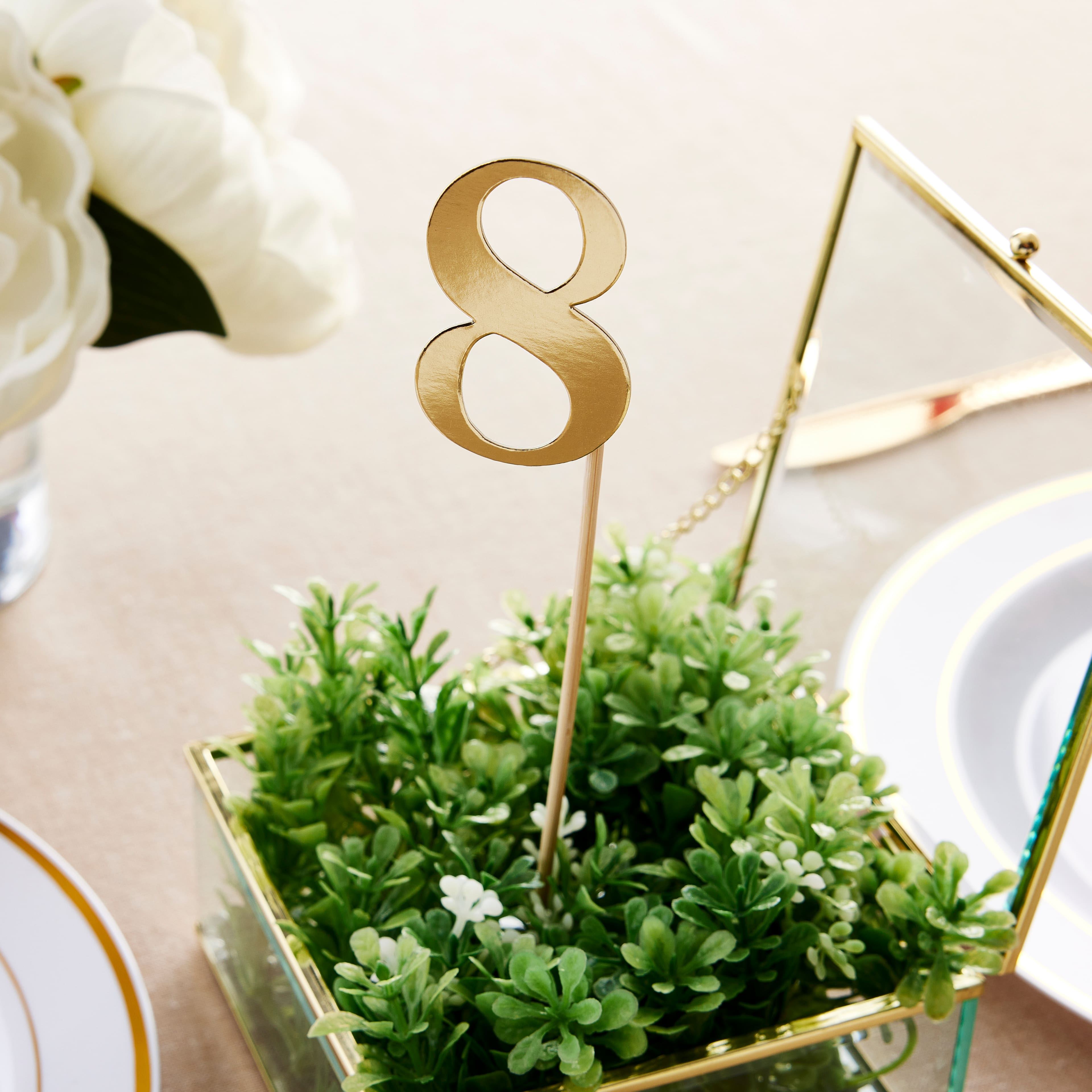 6 Pack: Style Me Pretty Gold Die Cut Wedding Table Numbers Set