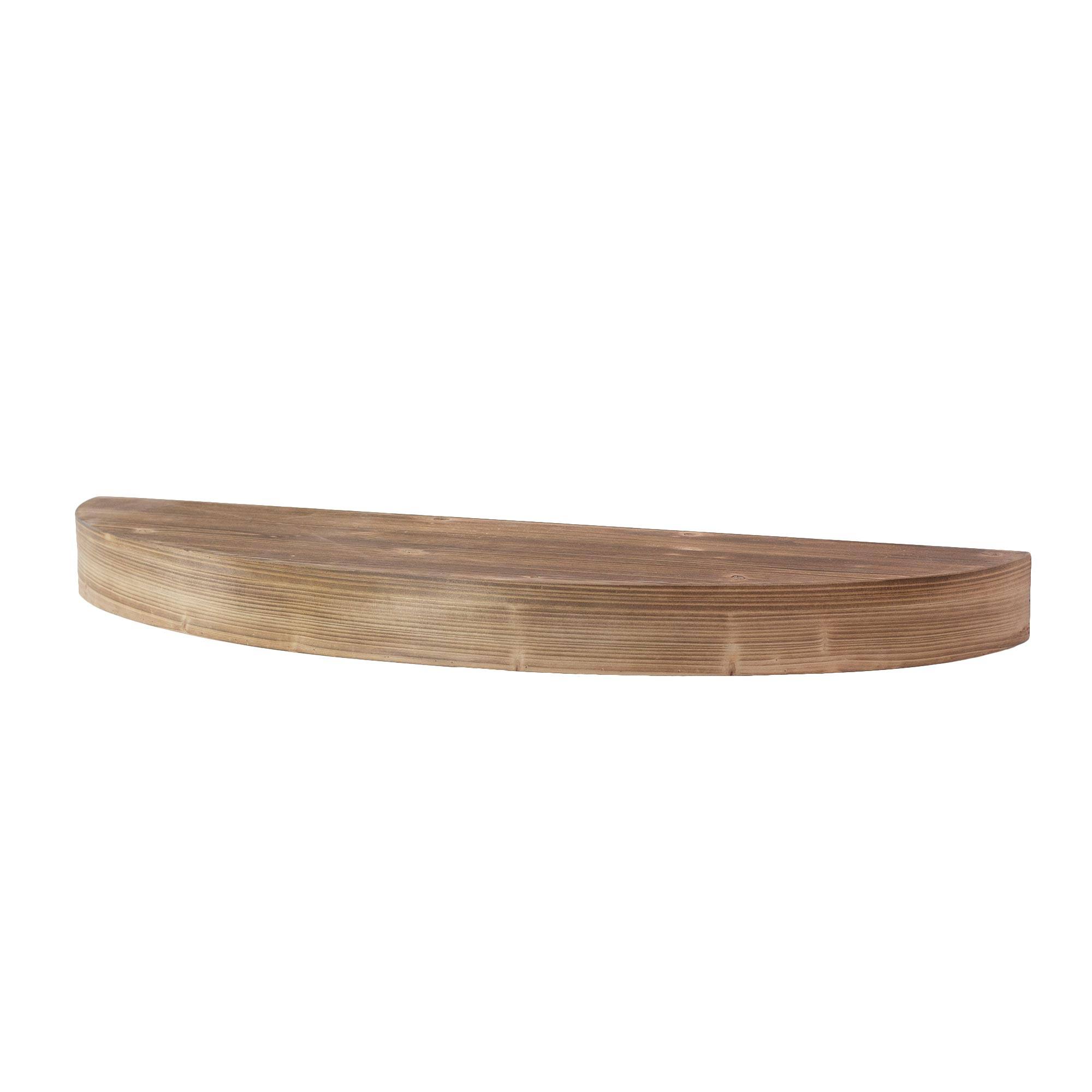 Large Brown Round Wood Floating Wall Shelf
