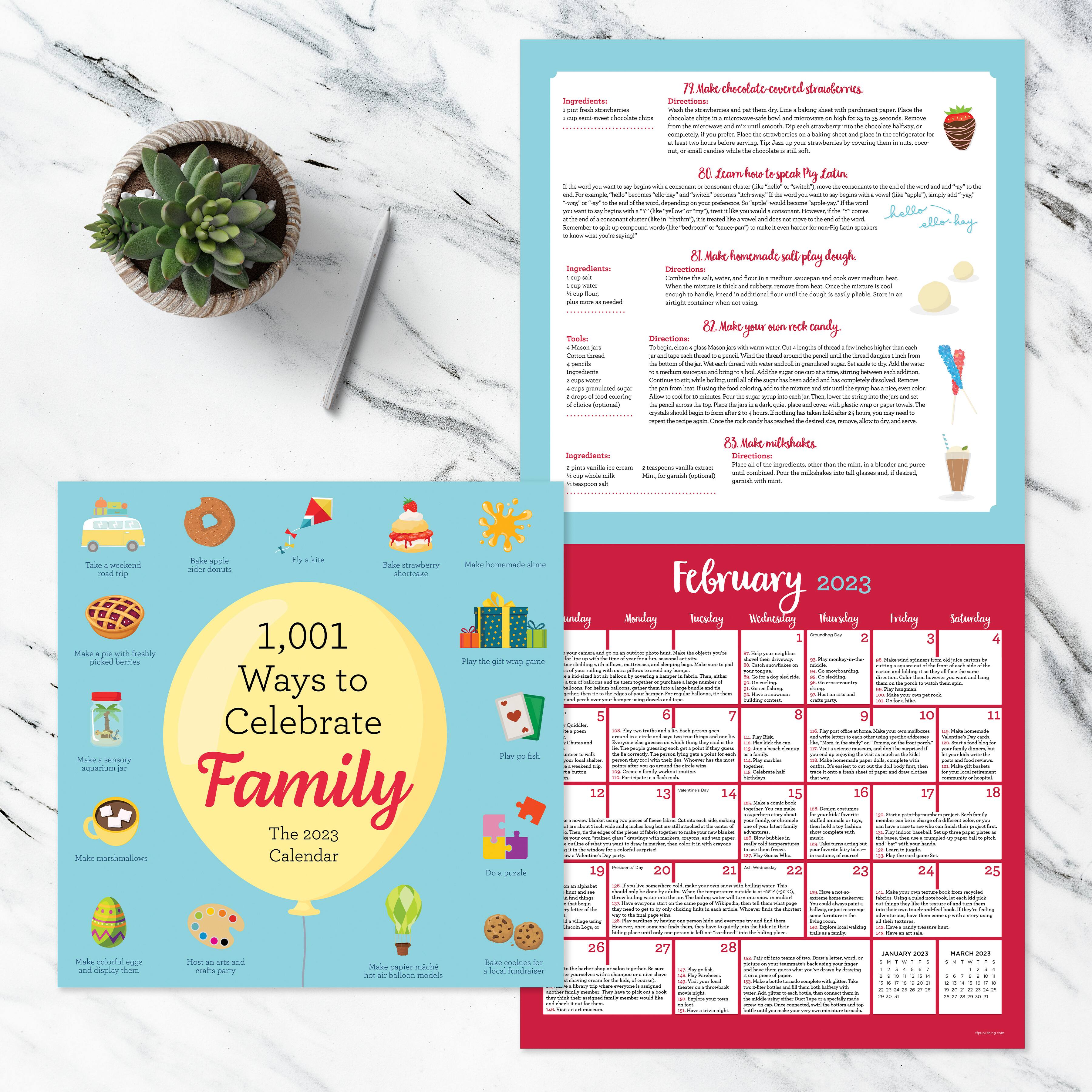 2023 1,001 Ways To Celebrate Family Wall Calendar Wall Calendars