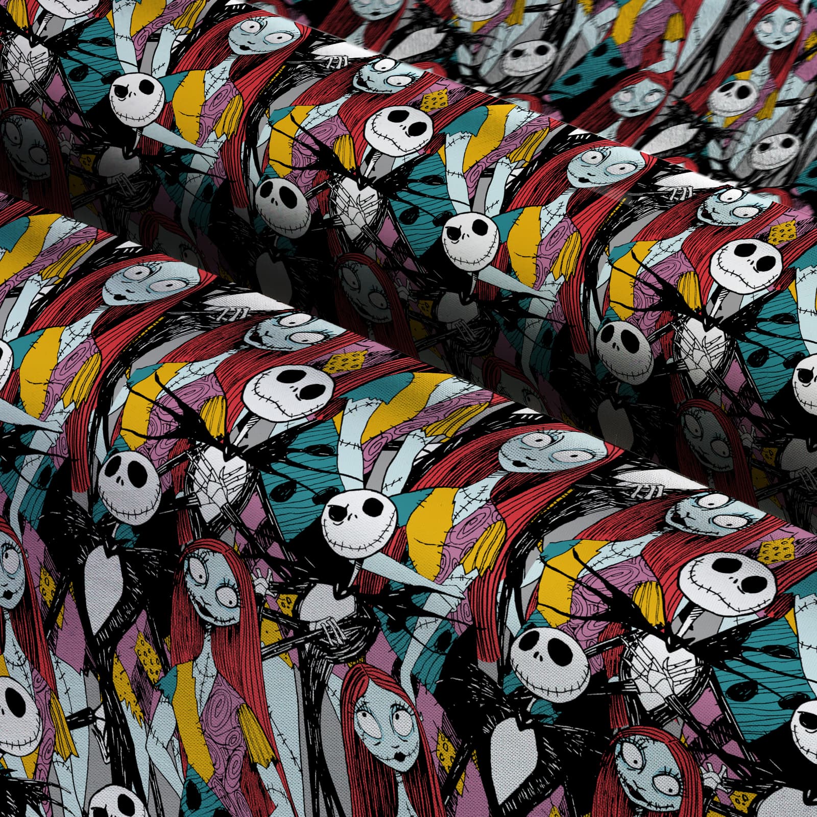 The Nightmare Before Christmas Sally &#x26; Jack Print Cotton Fabric 