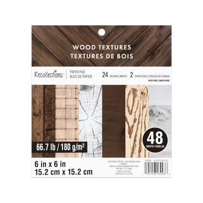 6" x 6" Wood Textures Paper Pad by Recollections™, 48 Sheets image