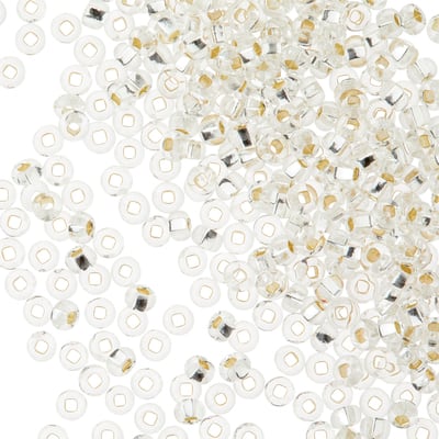 Crystal & Metallic Silver Czech Glass Seed Beads, 8/0