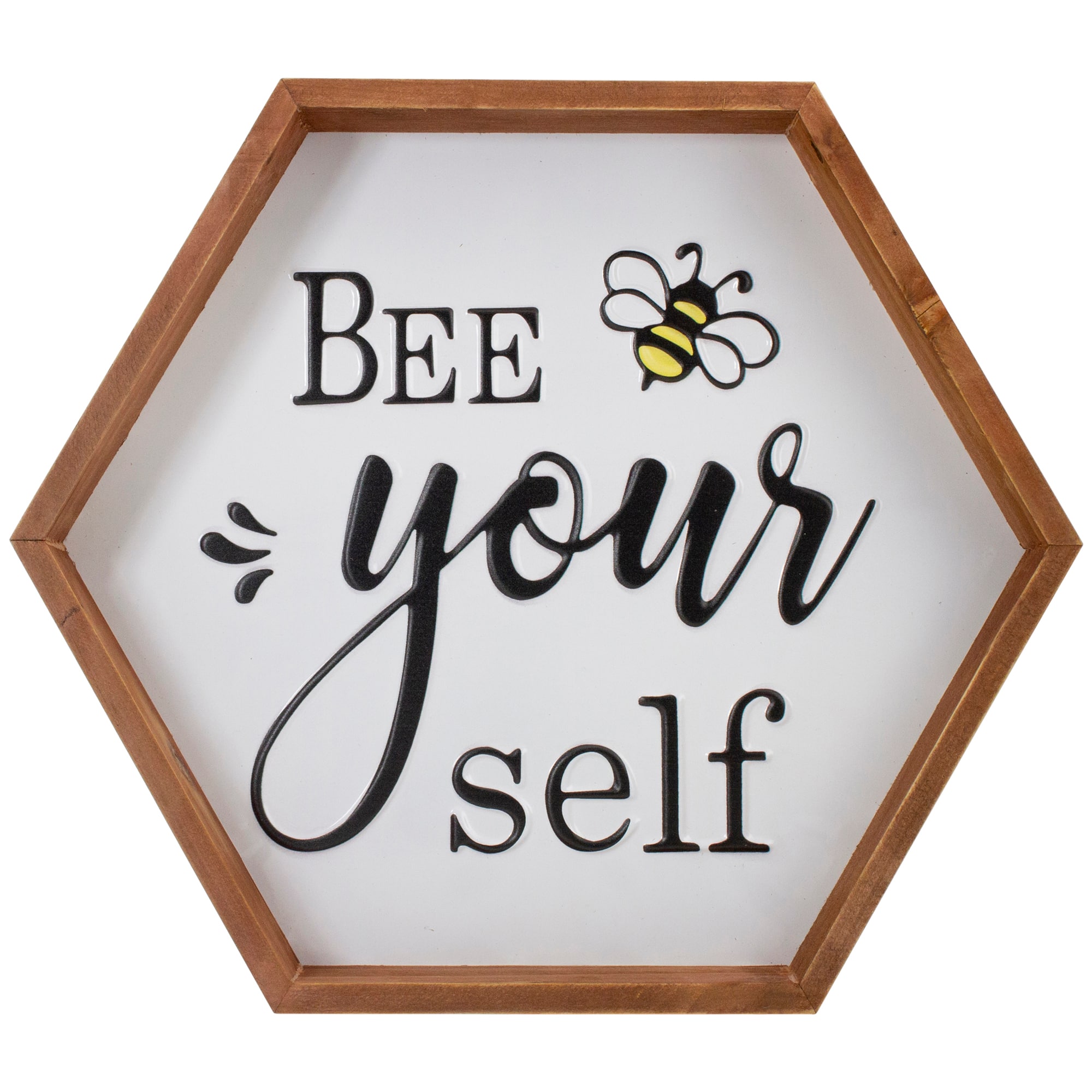 Wooden Framed Bee Yourself Metal Sign Spring Wall & Tabletop Décor