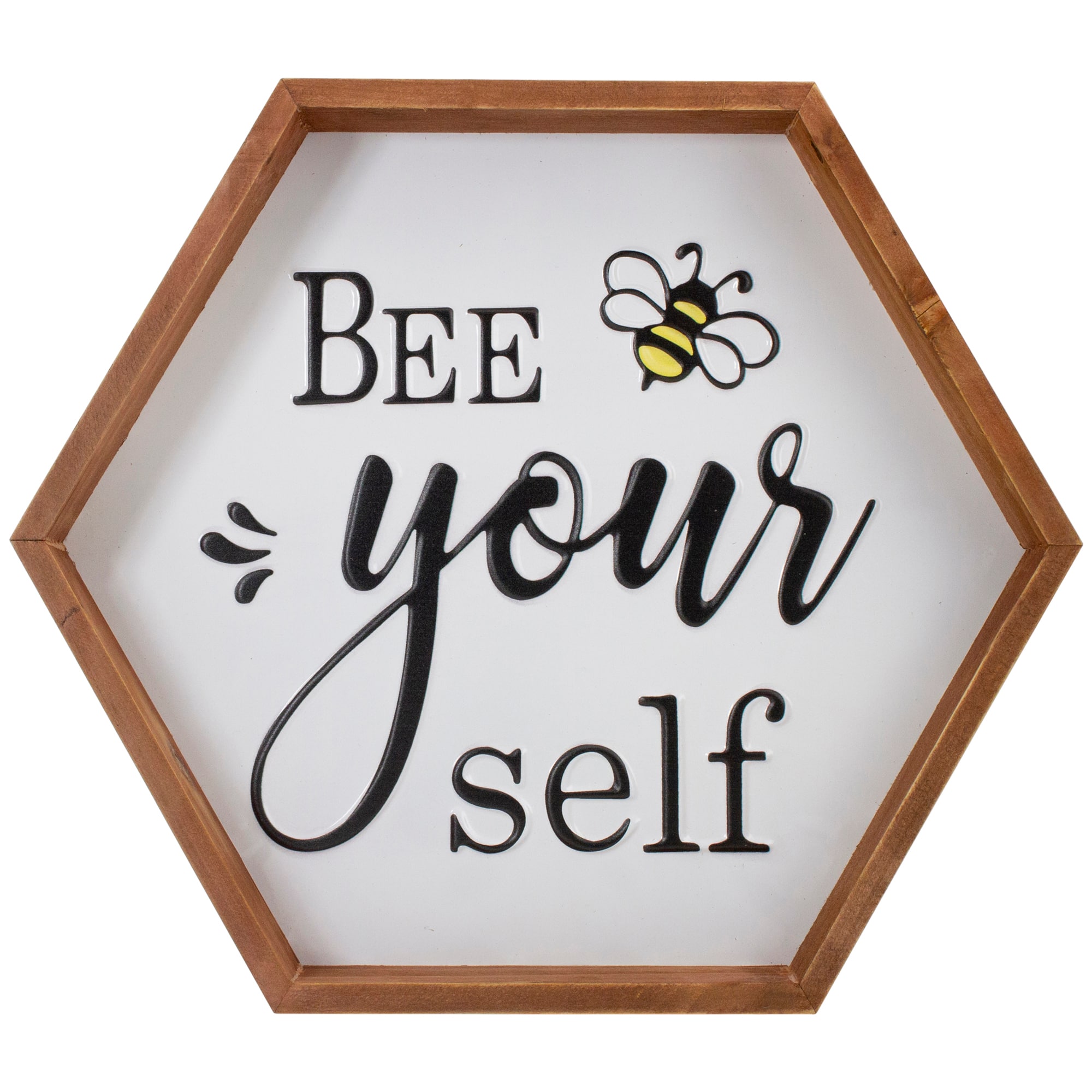 Wooden Framed Bee Yourself Metal Sign Spring Wall &#x26; Tabletop D&#xE9;cor