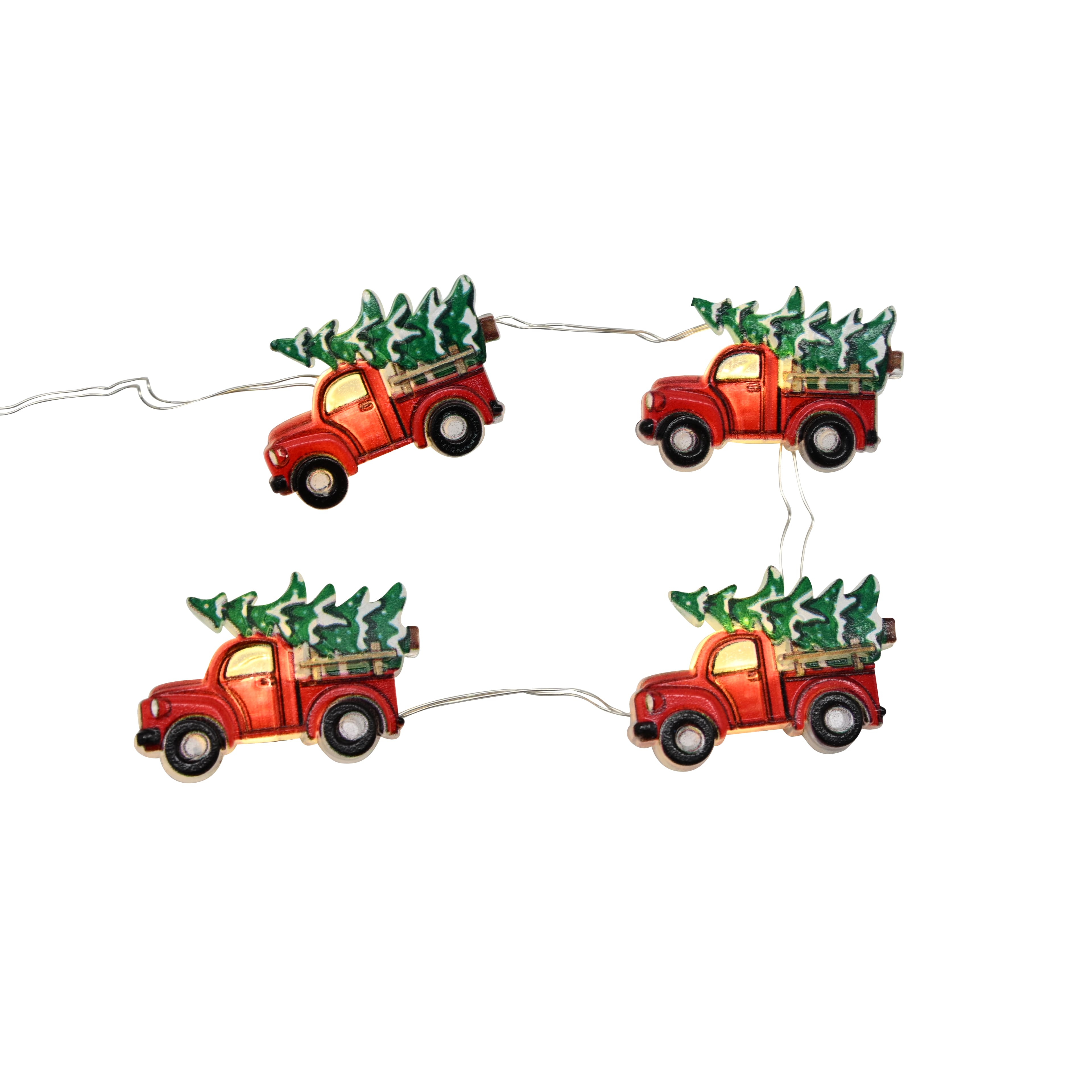 18ct. Warm White LED Red Truck & Christmas Tree String Lights on Silver Wire by Ashland®