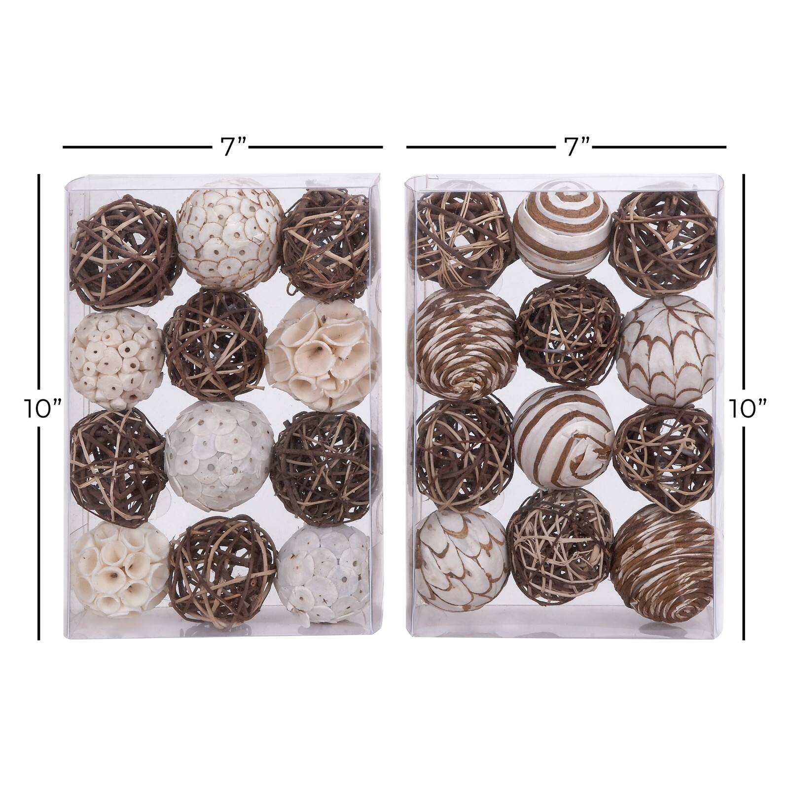 3&#x22; Natural Dried Floral Vase Filler Orb Set