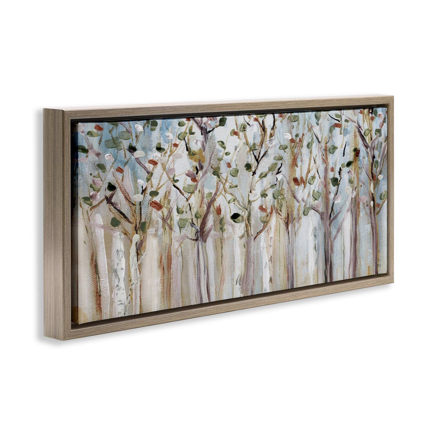 Stupell Industries Bare Branch Trees Birch Forest Floater Framed Art