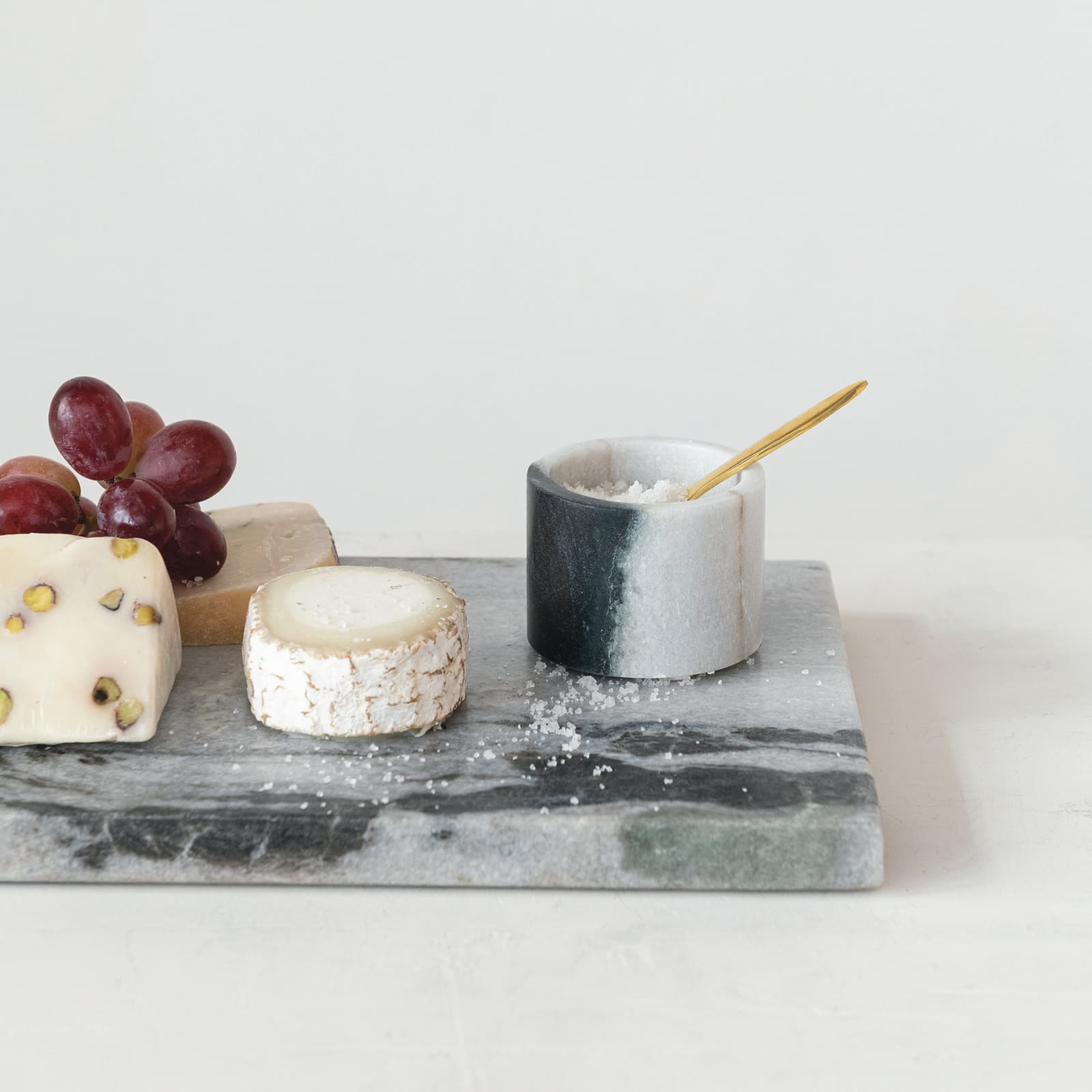 2.75" Marble Salt Cellar with Brass Spoon