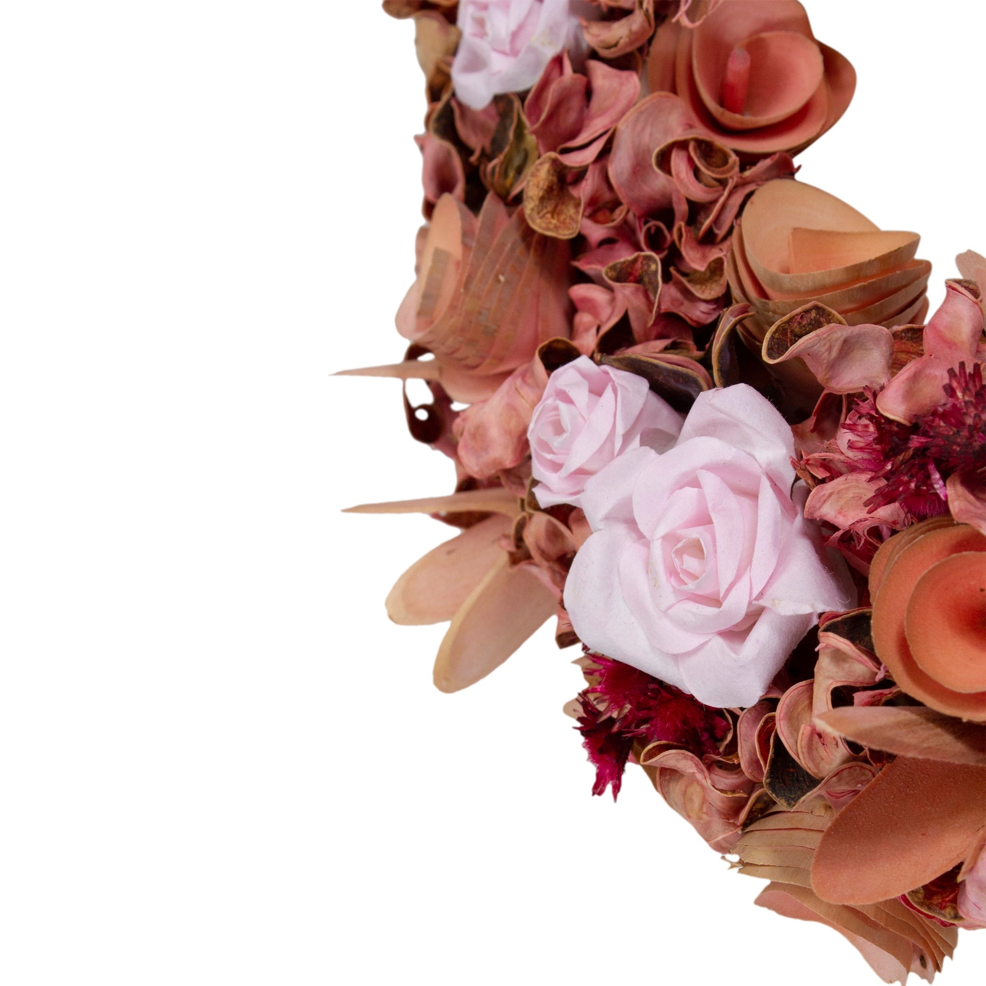 13" Pink & Red Flower Wood Spring Wreath