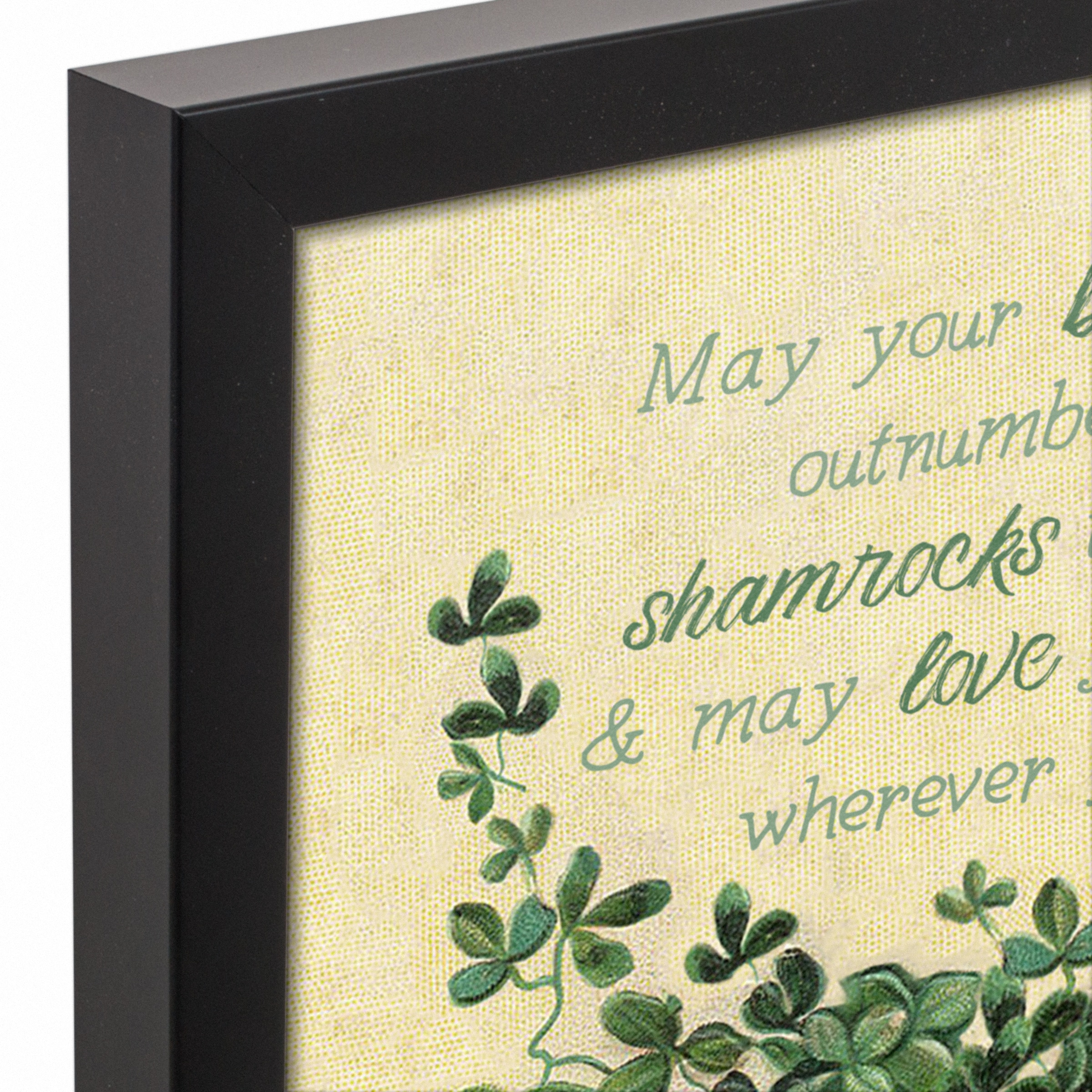 Clover Irish Blessing Black Framed Canvas