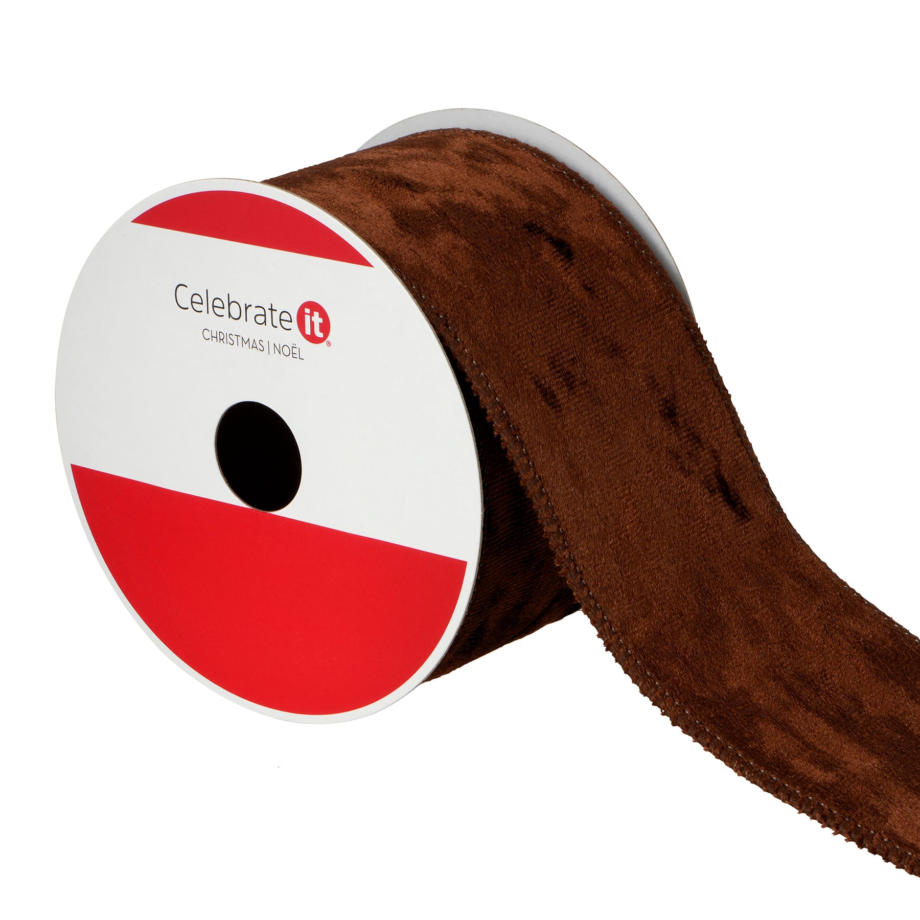 2.5&#x22; x 15ft. Brown Wired Velvet Ribbon by Celebrate It&#xAE;