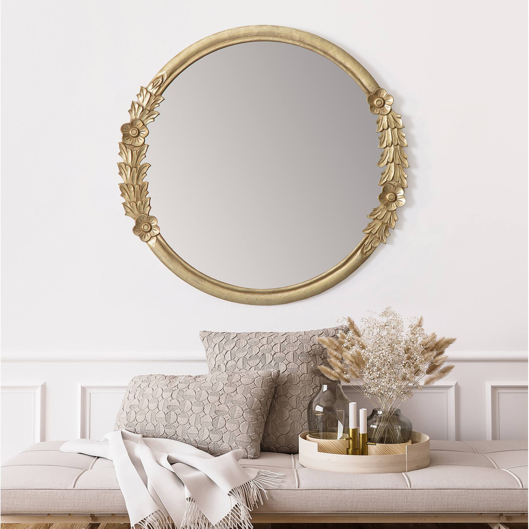 Habitat Pippet 27.5&#x22; Gold Floral Framed Mirror