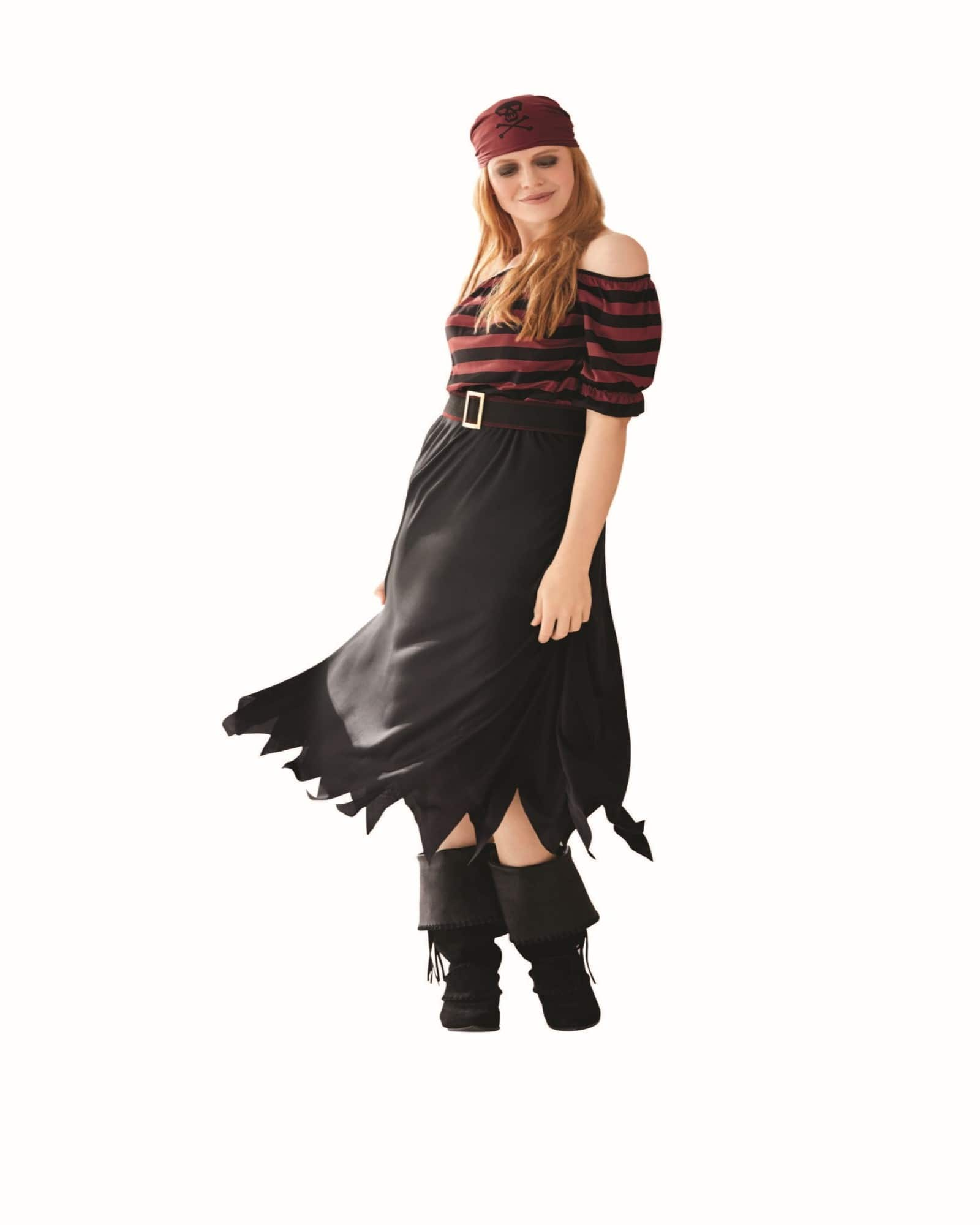 Small Red &#x26; Black Pirate Ladies Costume