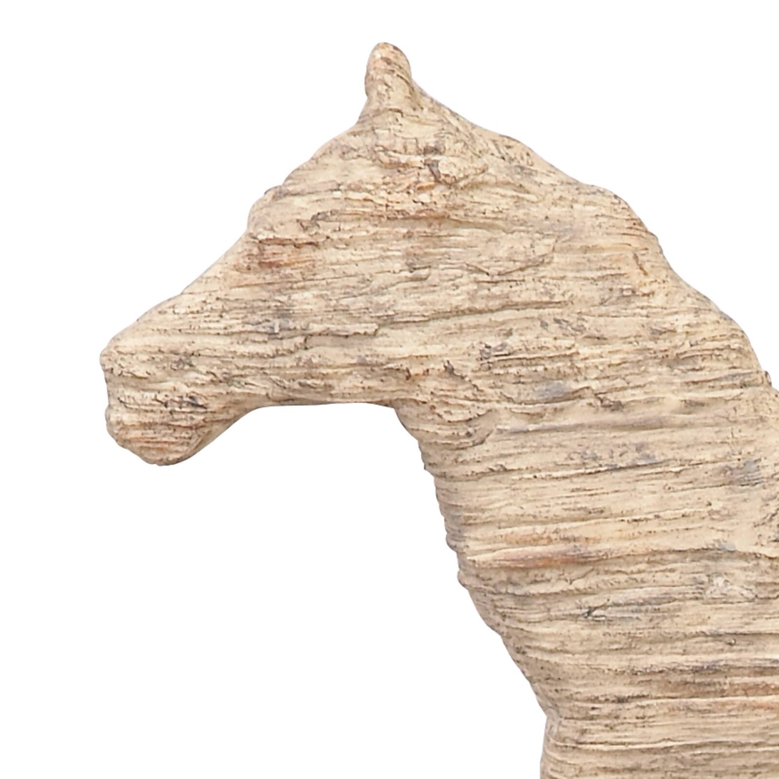 19&#x22; Beige Polystone Vintage Horse Sculpture