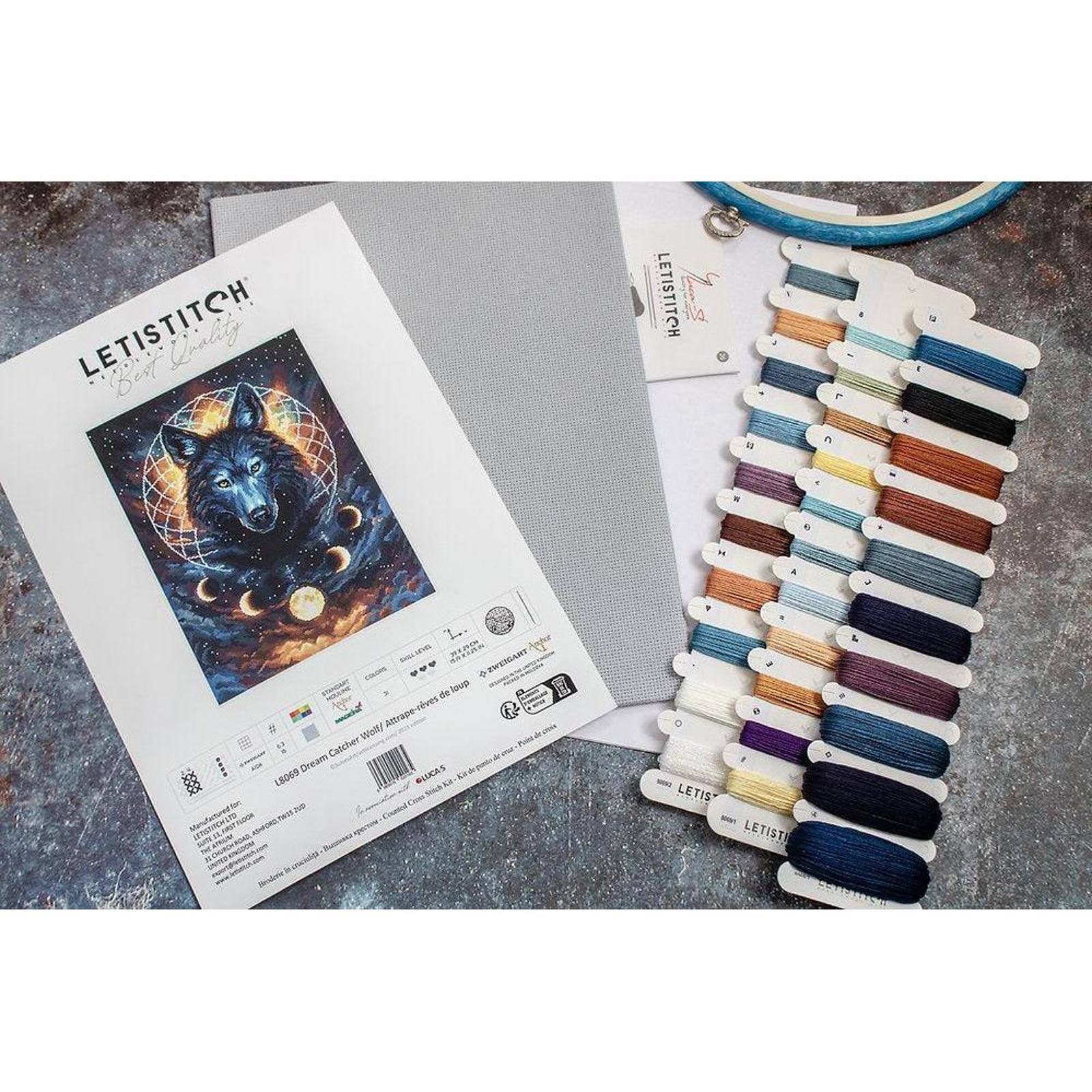 LetiStitch Dream Catcher Wolf Counted Cross Stitch Kit