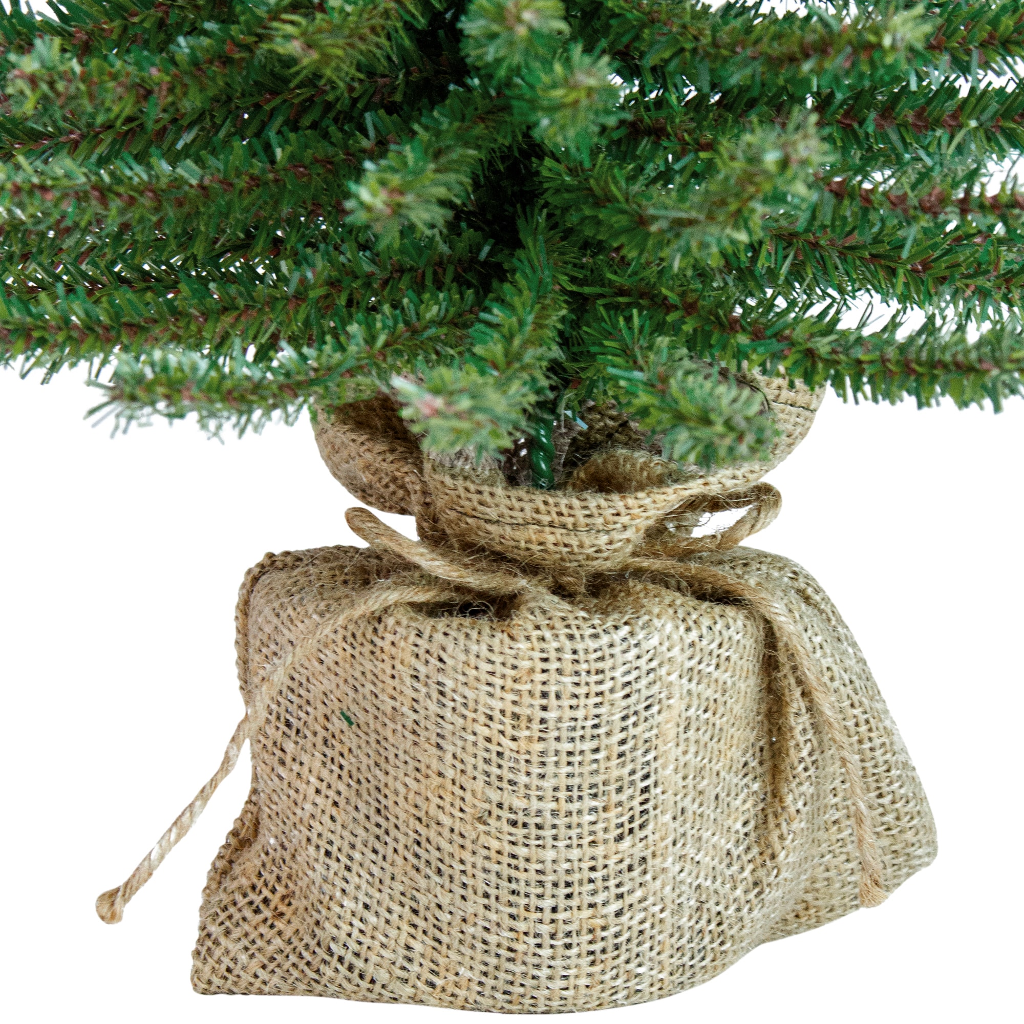 18&#x22; Unlit Downswept Mini Village Pine Artificial Christmas Tree in Burlap Base